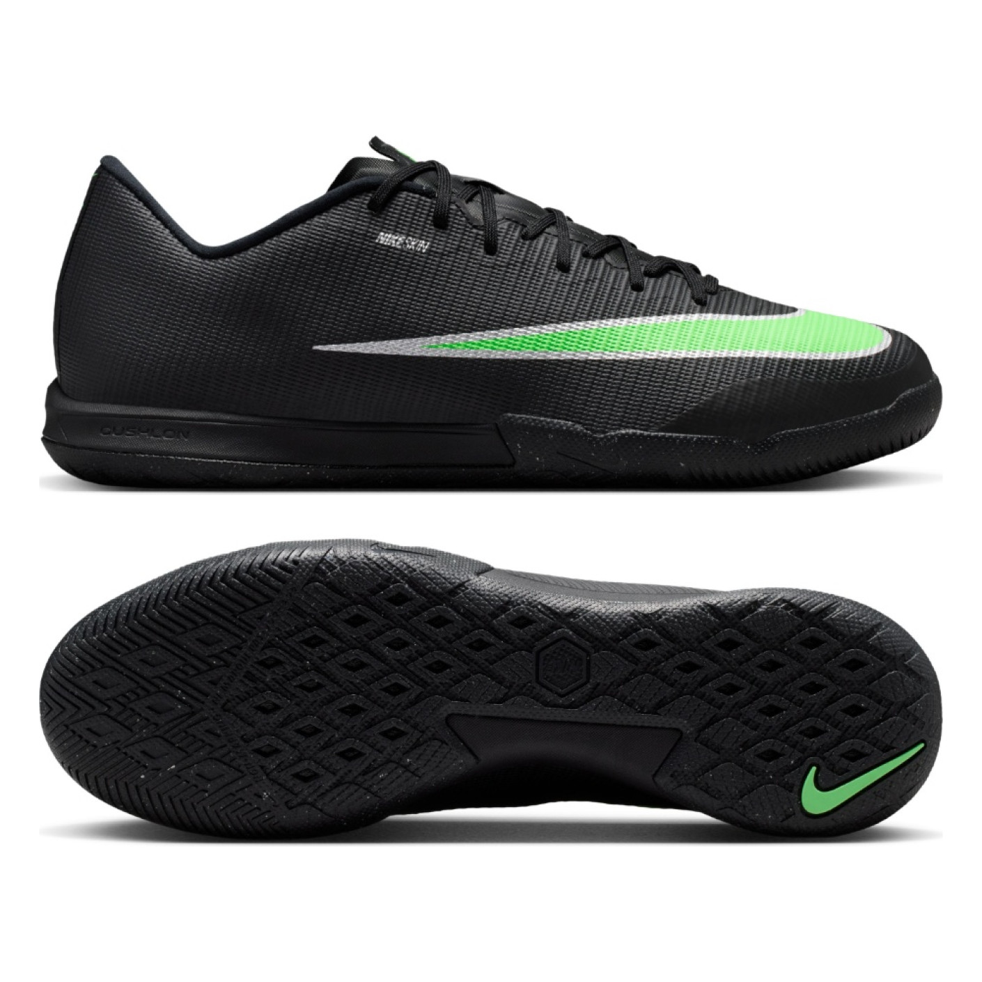 Nike Mercurial Vapor 17 Academy (IN) Indoor Football Boots Black Bright Green Silver Grey