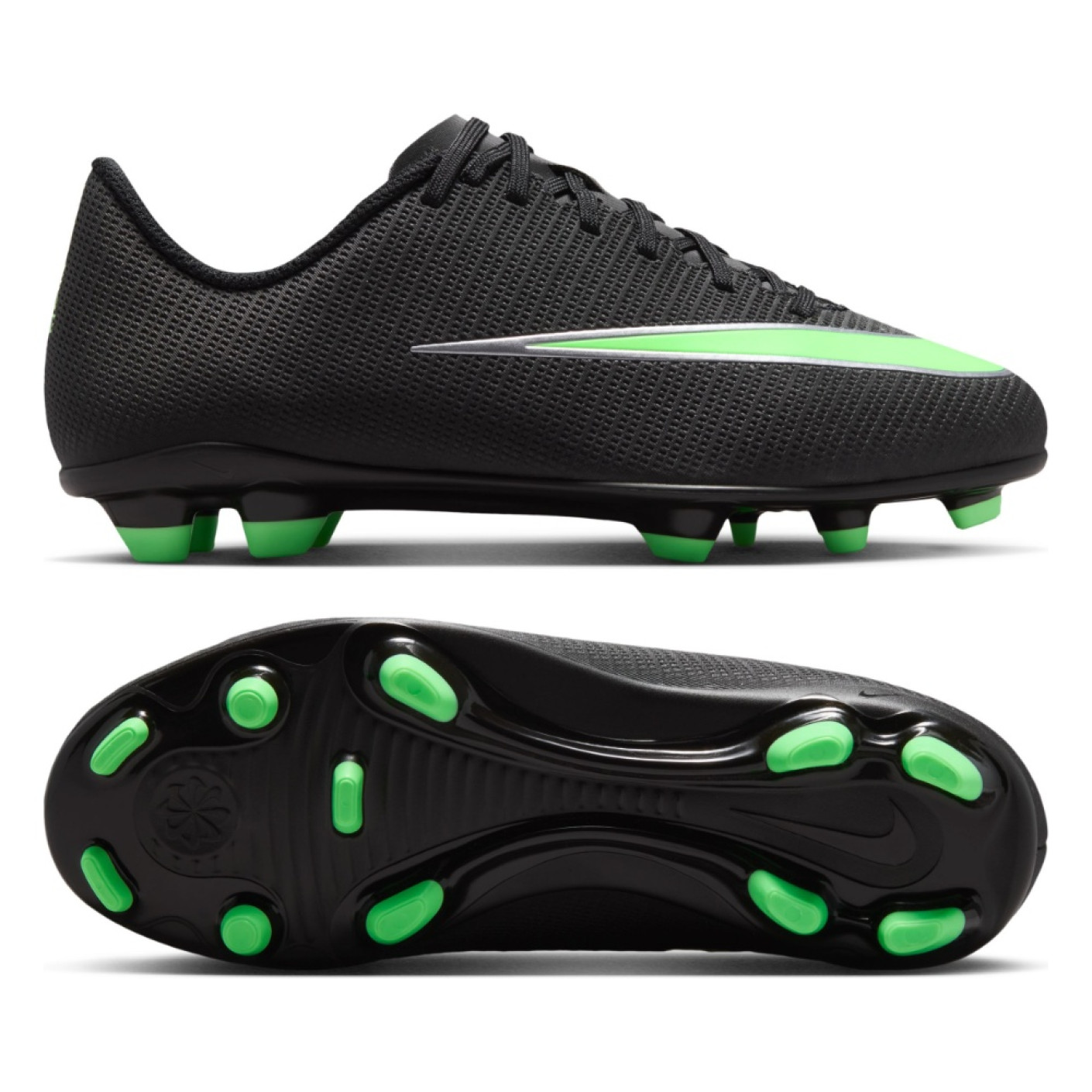 Nike Mercurial Vapor 17 Club (MG) Gras / Kunstgras Voetbalschoenen Kids Zwart Felgroen Zilvergrijs