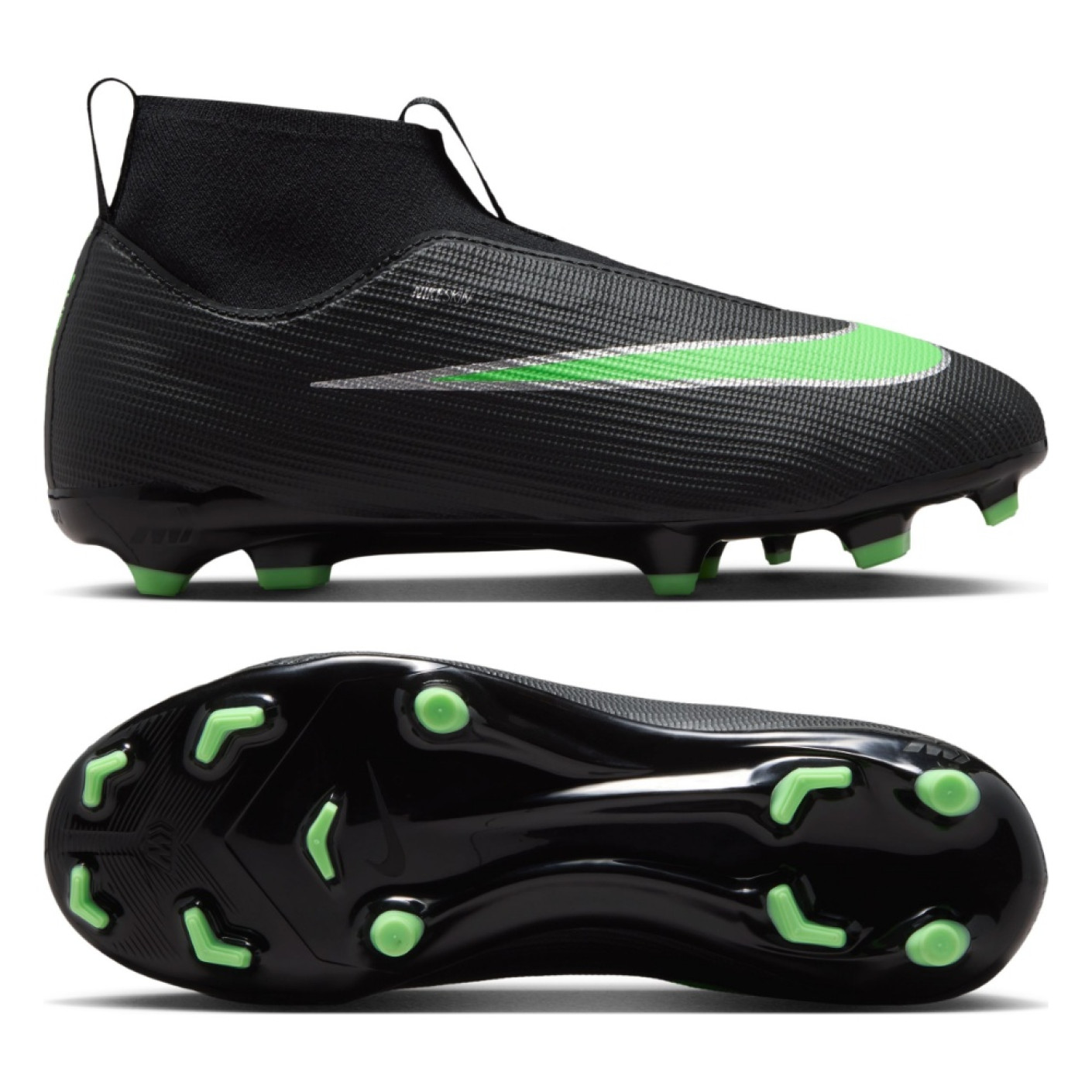 Nike Mercurial Superfly 11 Academy (MG) Gras / Kunstgras Voetbalschoenen Kids Zwart Felgroen Zilvergrijs