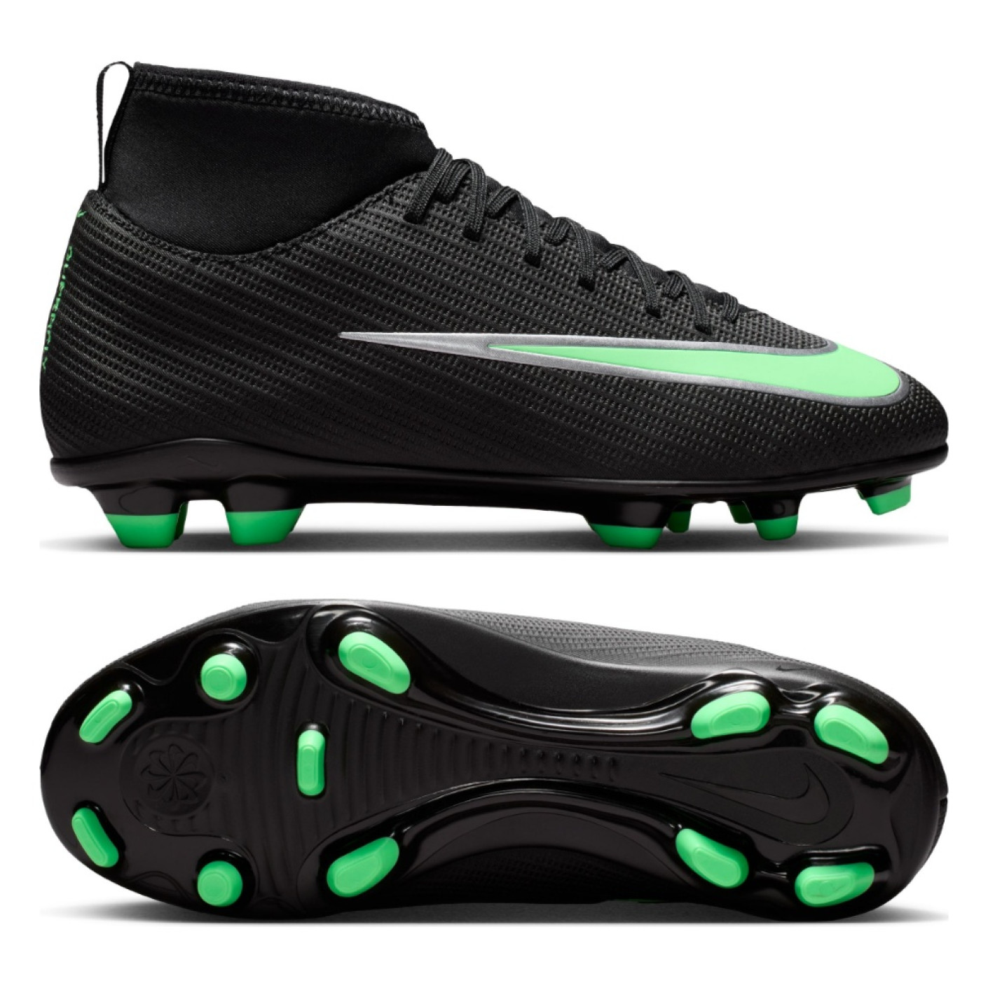 Nike Mercurial Superfly 11 Club (MG) Grass/Artificial Grass Football Boots Kids Black Bright Green Silver Grey