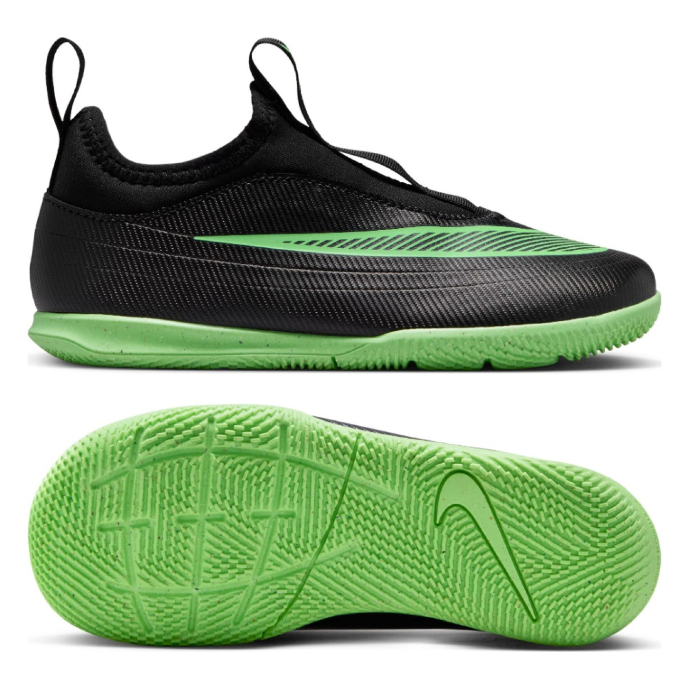 Nike Mercurial Vapor 17 Club (IN) Flex Indoor Football Boots Kids Black Bright Green Silver Grey