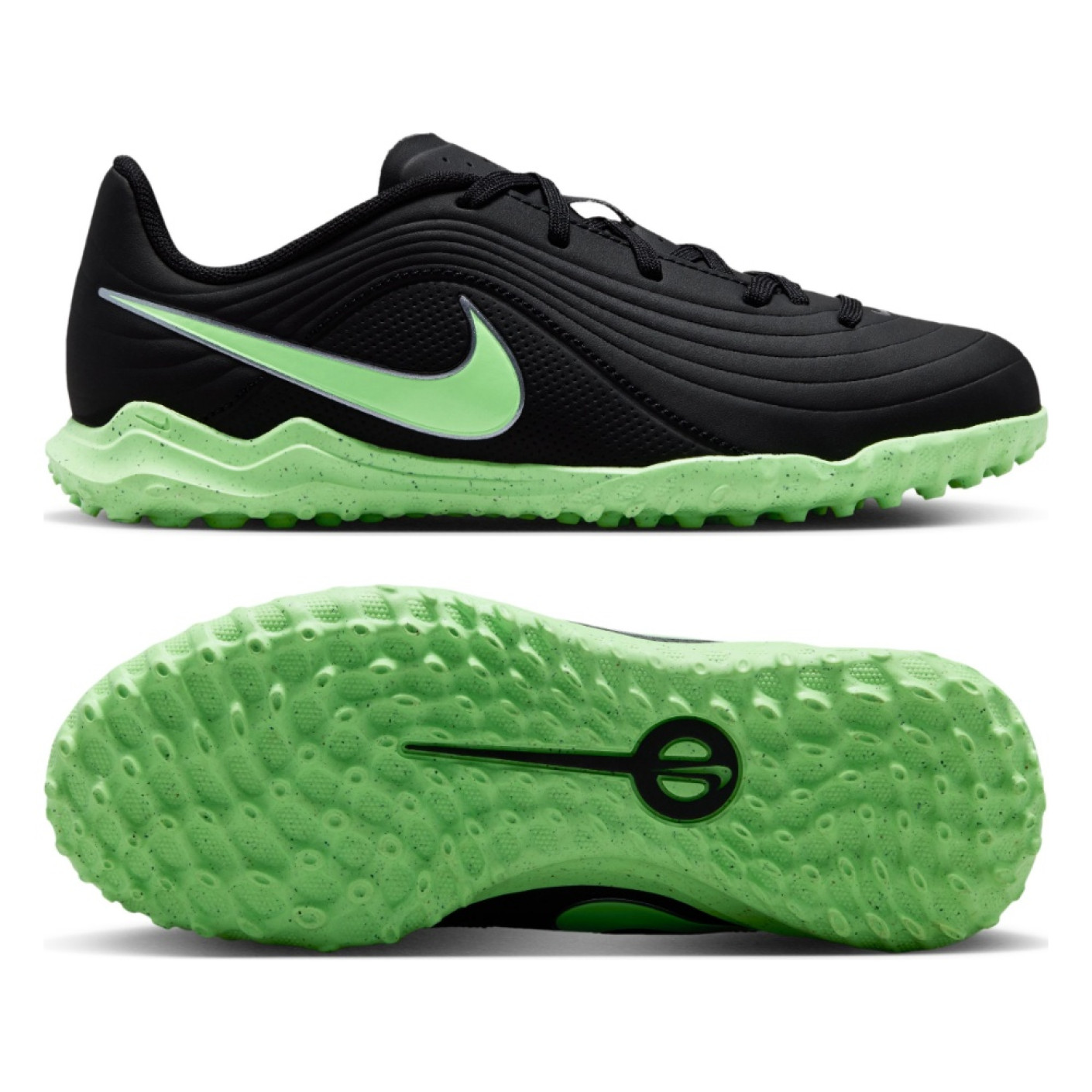 Nike Tiempo Maestro Club (TF) Turf Voetbalschoenen Kids Zwart Felgroen Zilvergrijs