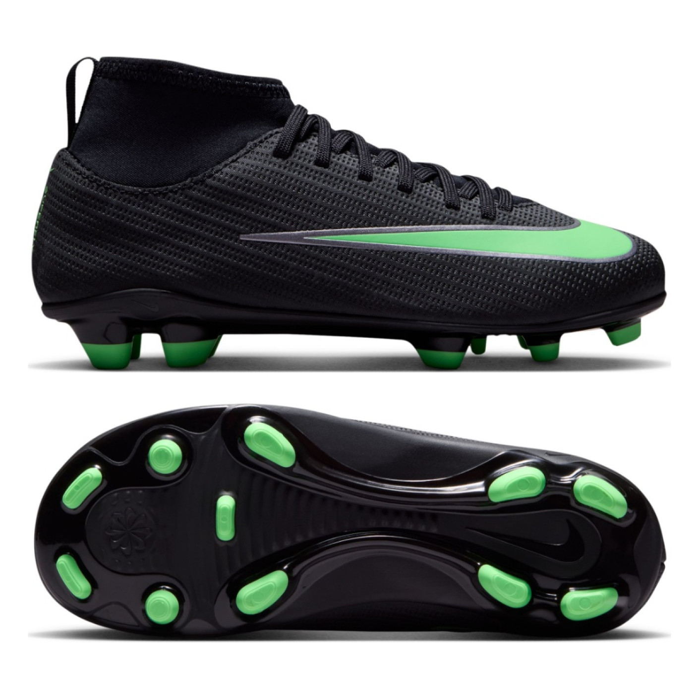Nike Mercurial Superfly 11 Club (MG) Gras / Kunstgras Voetbalschoenen Peuters/Kleuters Zwart Felgroen Zilvergrijs