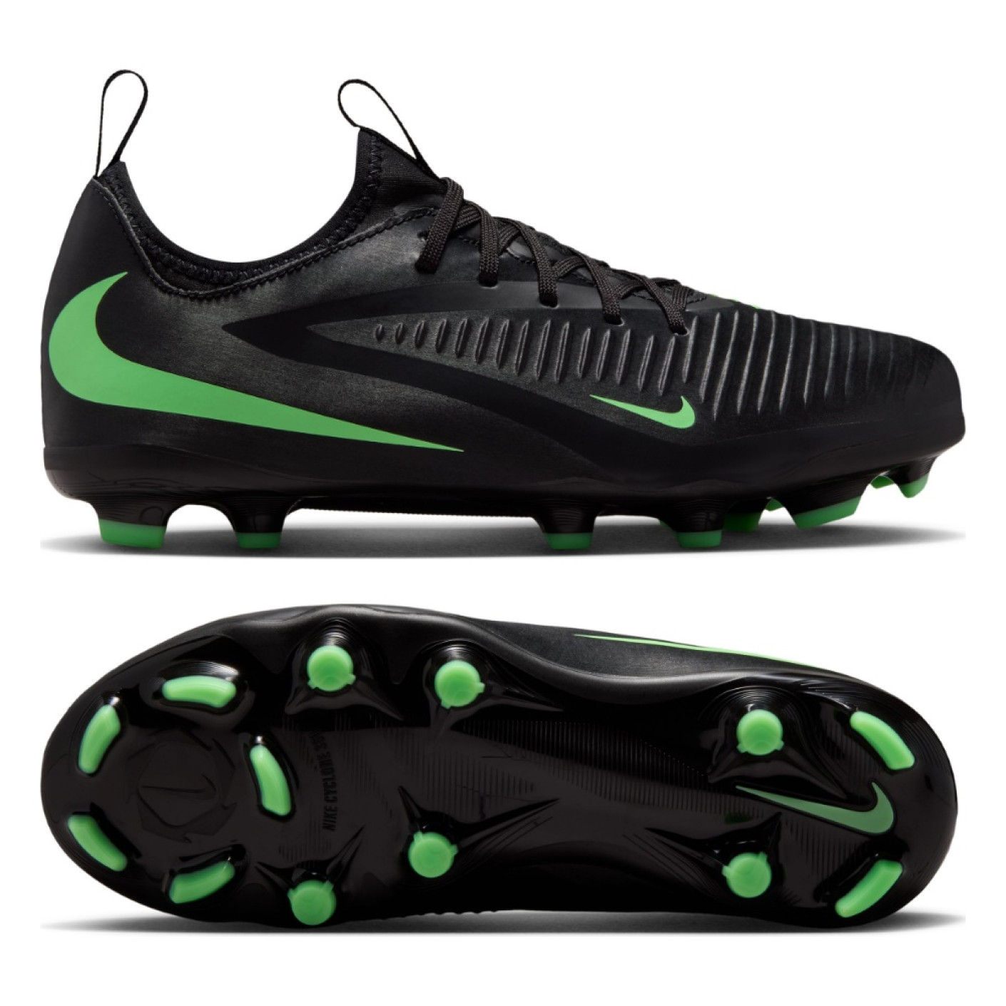 Nike Phantom 6 Low Academy (MG) Grass/Artificial Grass Football Boots Kids Black Bright Green