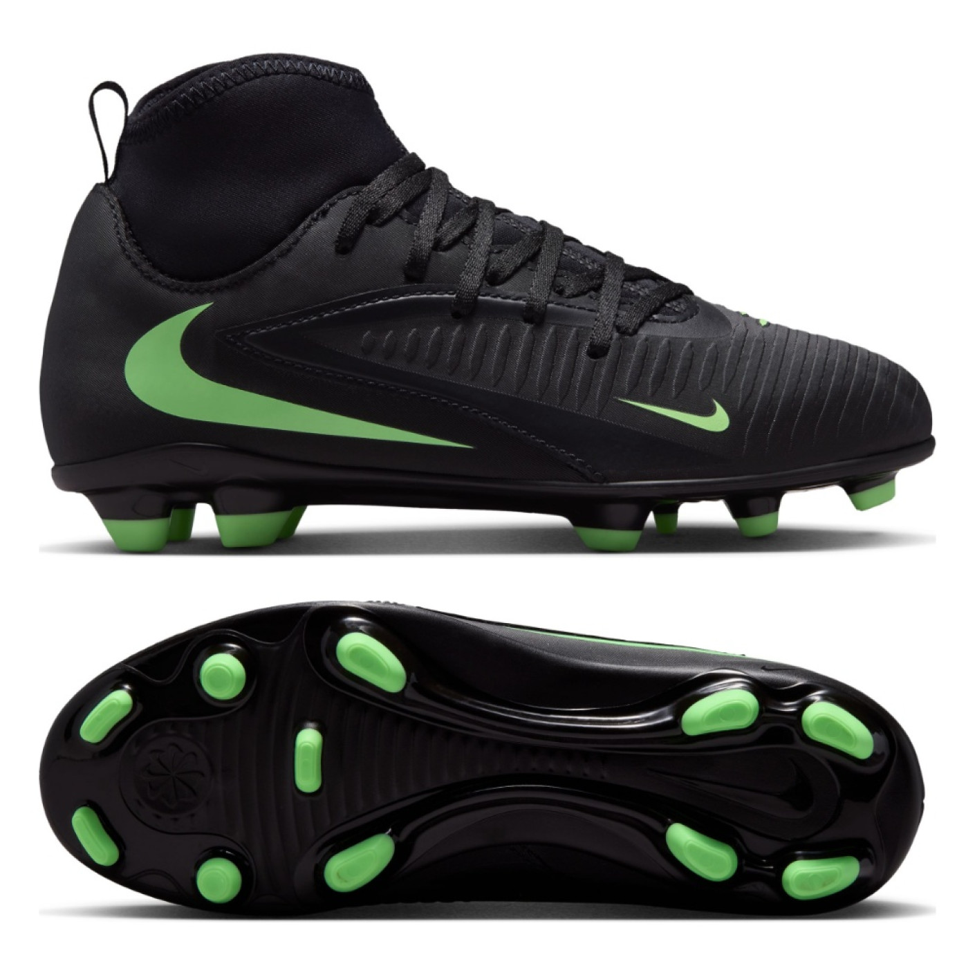 Nike Phantom 6 High Club (MG) Grass/Artificial Grass Football Boots Kids Black Bright Green