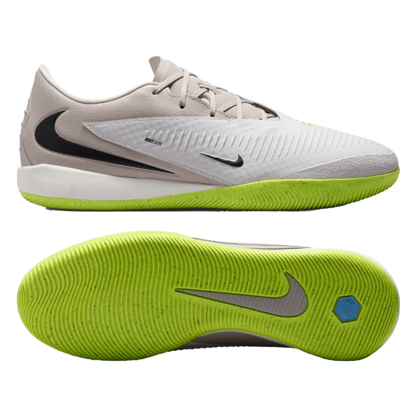 Nike Phantom 6 Low Academy (IN) Indoor Football Boots Grey Light Grey Black Lime