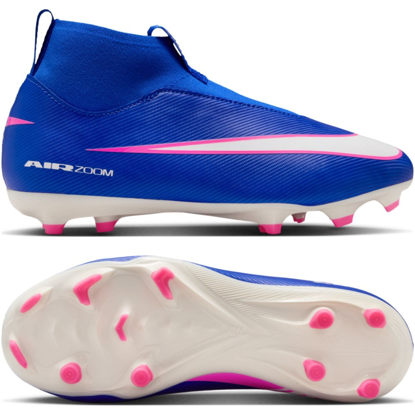 Nike Zoom Mercurial Academy Superfly 10 Gras / Kunstgras Voetbalschoenen (MG) Kids Blauw Wit Felroze