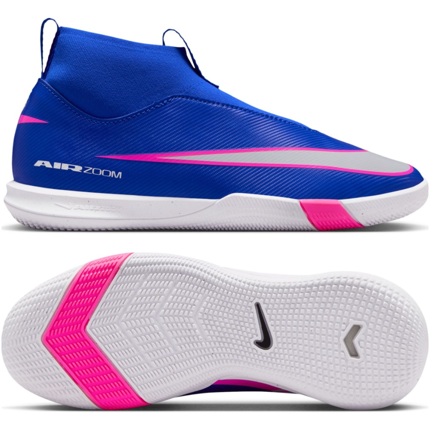 Nike Zoom Mercurial Superfly 10 Academy Laceless Futsal Boots (IN) Kids Blue White Hot Pink