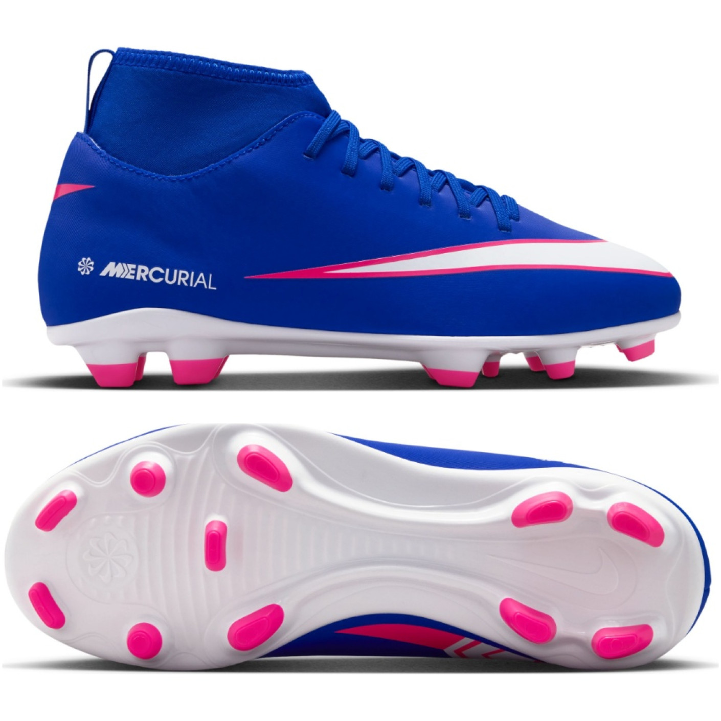 Nike Mercurial Club Superfly 10 Grass/Artificial Grass Football Boots (MG) Kids Blue White Hot Pink