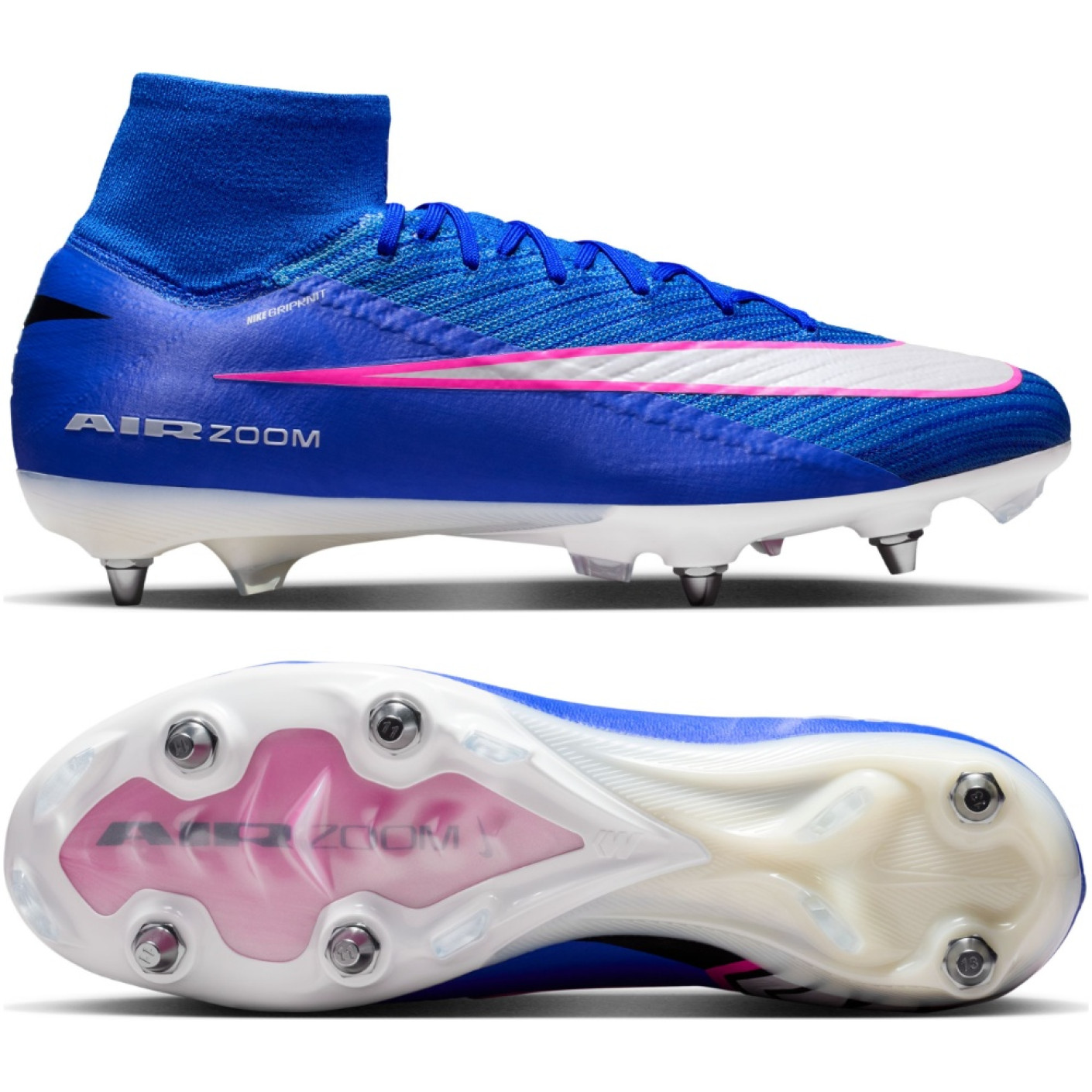 Nike Zoom Mercurial Elite Superfly 10 IJzeren-Nop Voetbalschoenen (SG) Pro Player Blauw Wit Felroze
