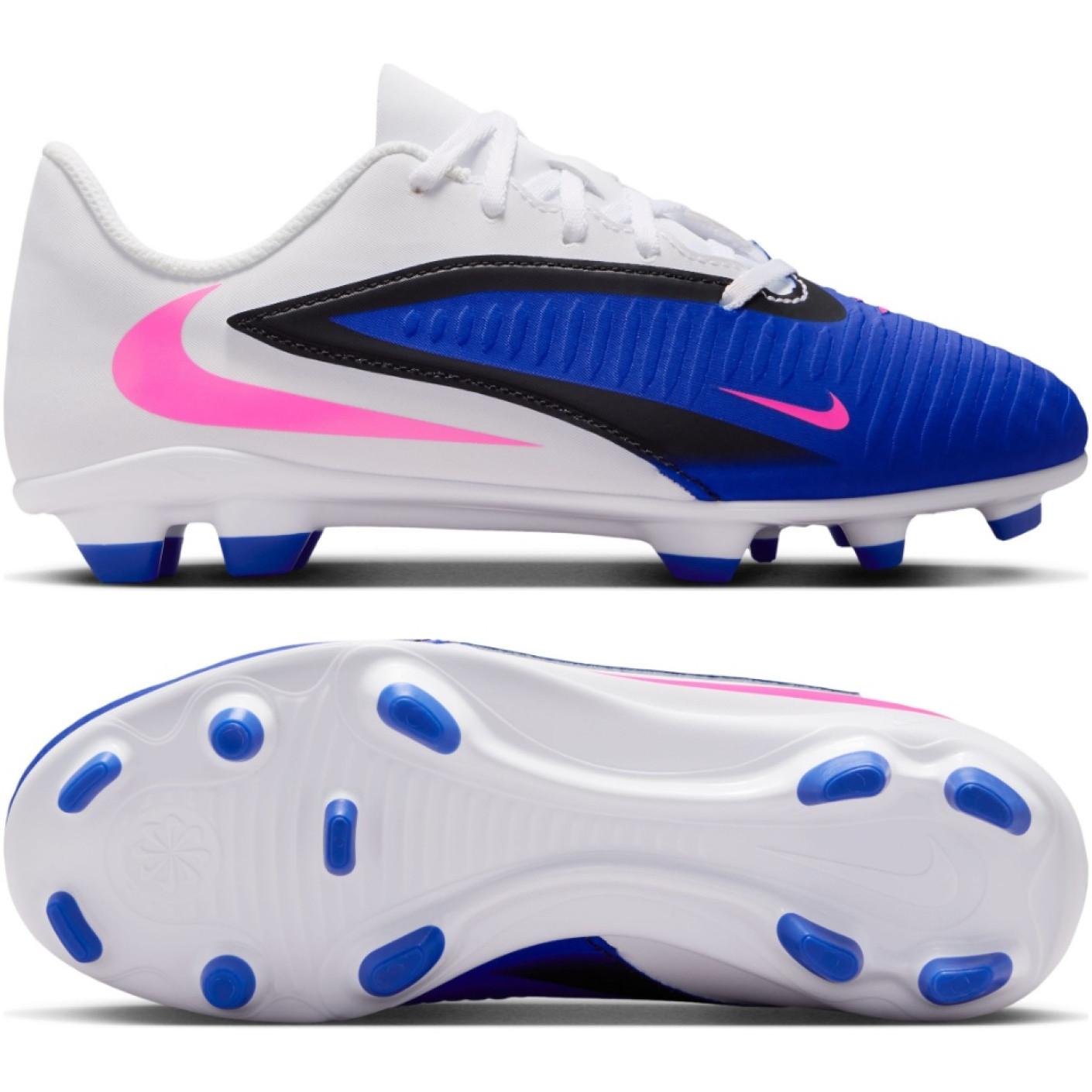 Nike Phantom 6 Club Low Grass/Artificial Grass Football Boots (MG) Kids Blue White Hot Pink