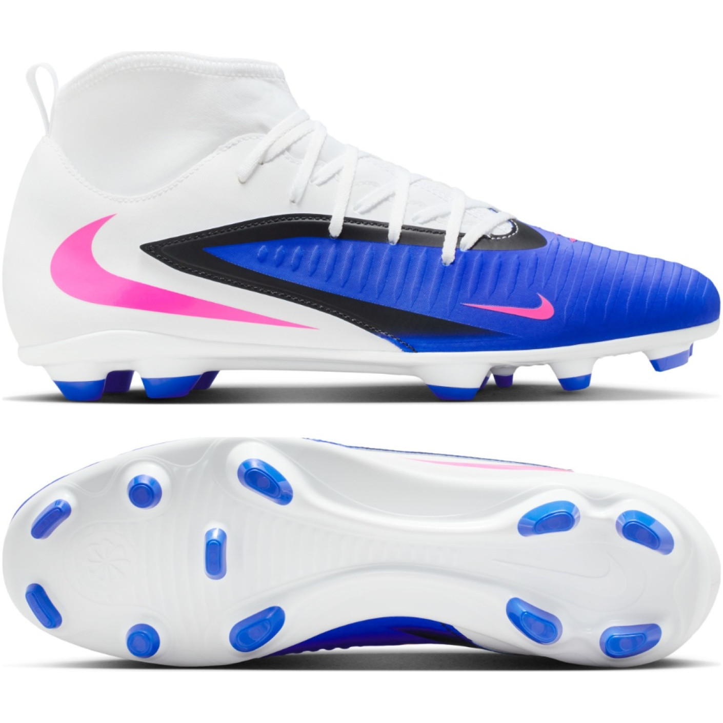 Nike Phantom 6 Club High Gras / Kunstgras Voetbalschoenen (MG) Blauw Wit Felroze