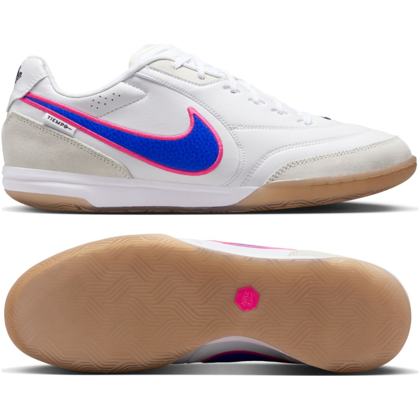 Nike Tiempo Straatvoetbalschoenen Streetgato Wit Blauw Felroze