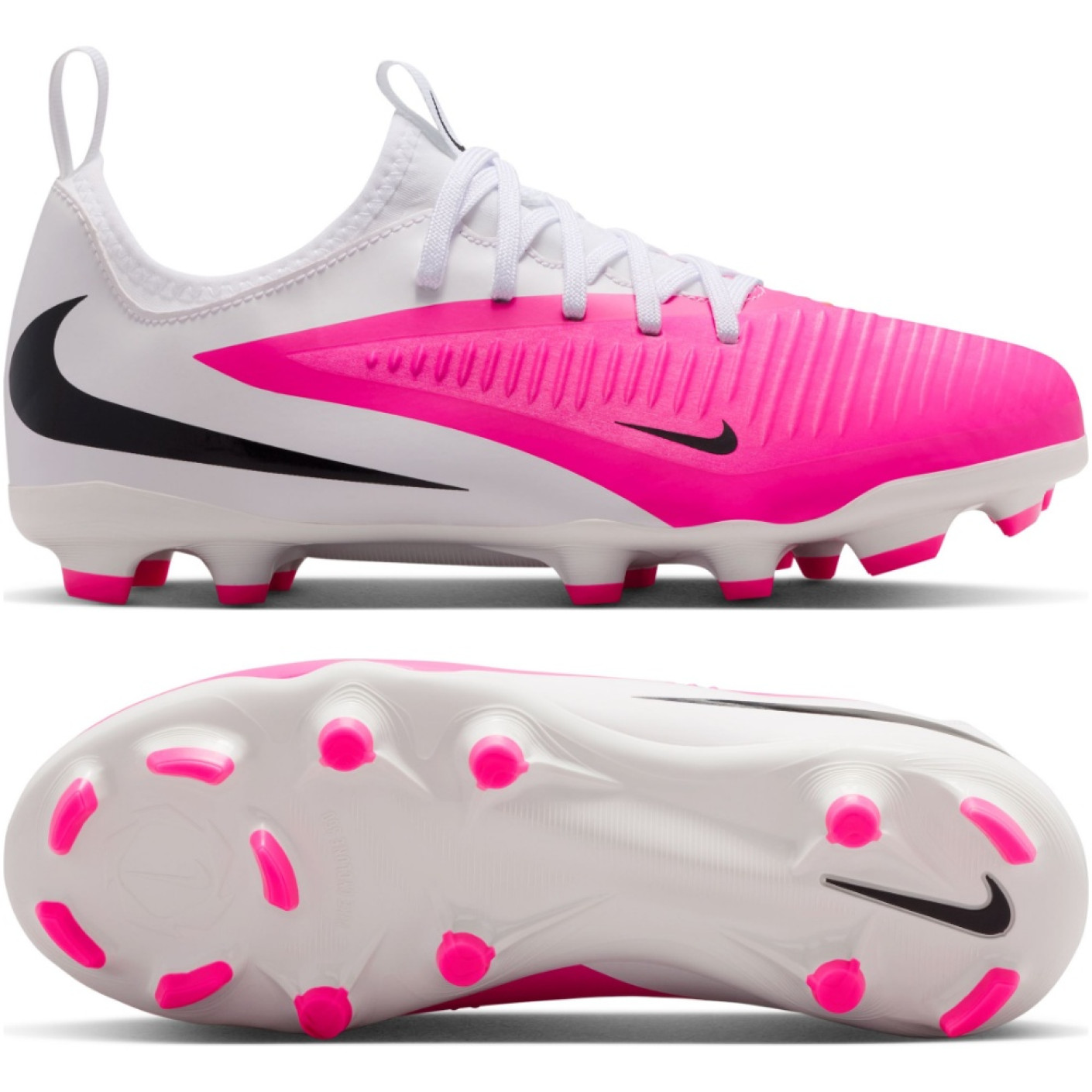 Nike Phantom 6 Low Academy (MG) Grass/Artificial Grass Football Boots Kids White Hot Pink Black