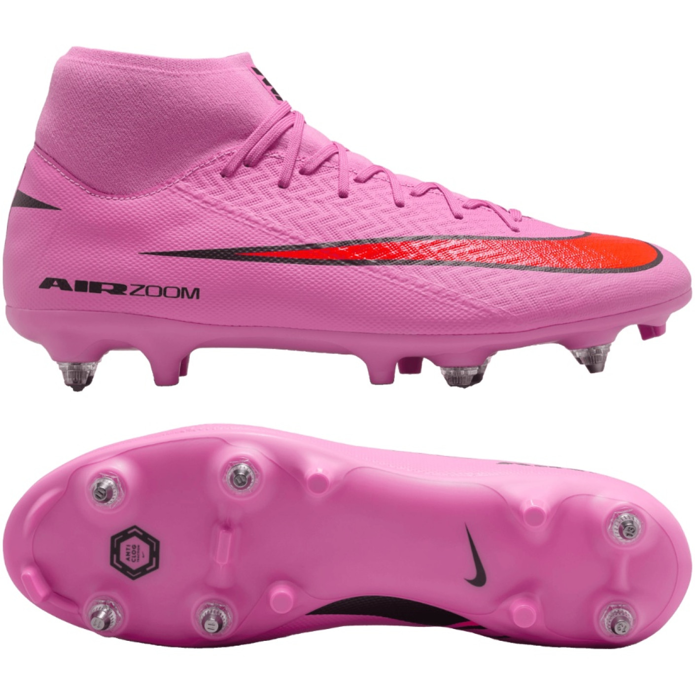Nike Zoom Mercurial Superfly Academy 10 Iron Nop Football Boots (SG) Anti-Clog Pink Bright Red Light Blue