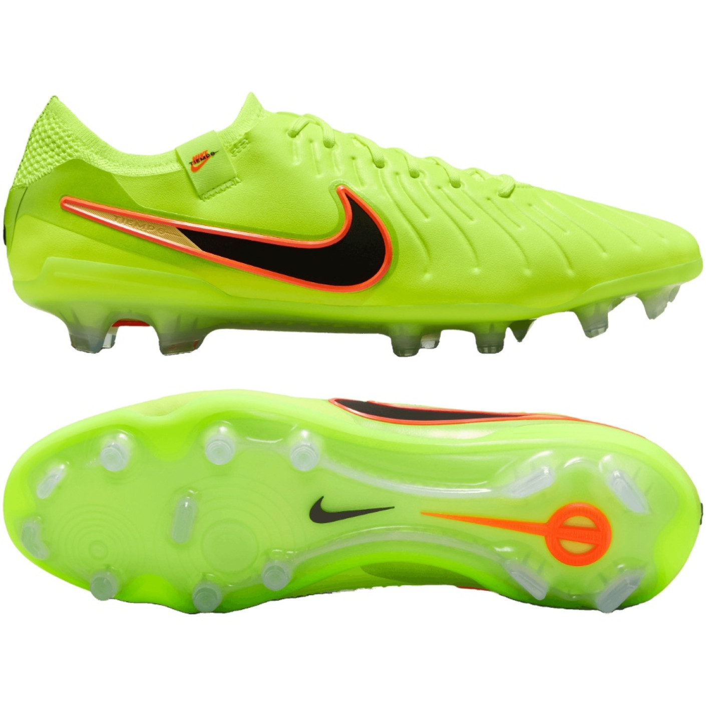Nike Tiempo Legend Elite 10 Gras Voetbalschoenen (FG) Neongeel Zwart Oranje