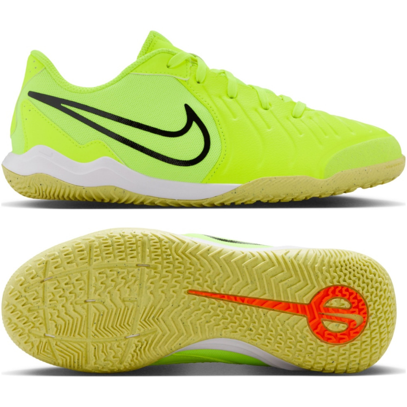 Nike Tiempo Legend Academy 10 Zaalvoetbalschoenen (IN) Kids Neongeel Zwart Oranje
