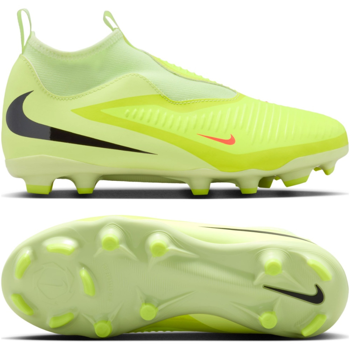 Nike Phantom 6 Academy High Laceless Grass/Artificial Grass Football Boots (MG) Kids Yellow Orange Black