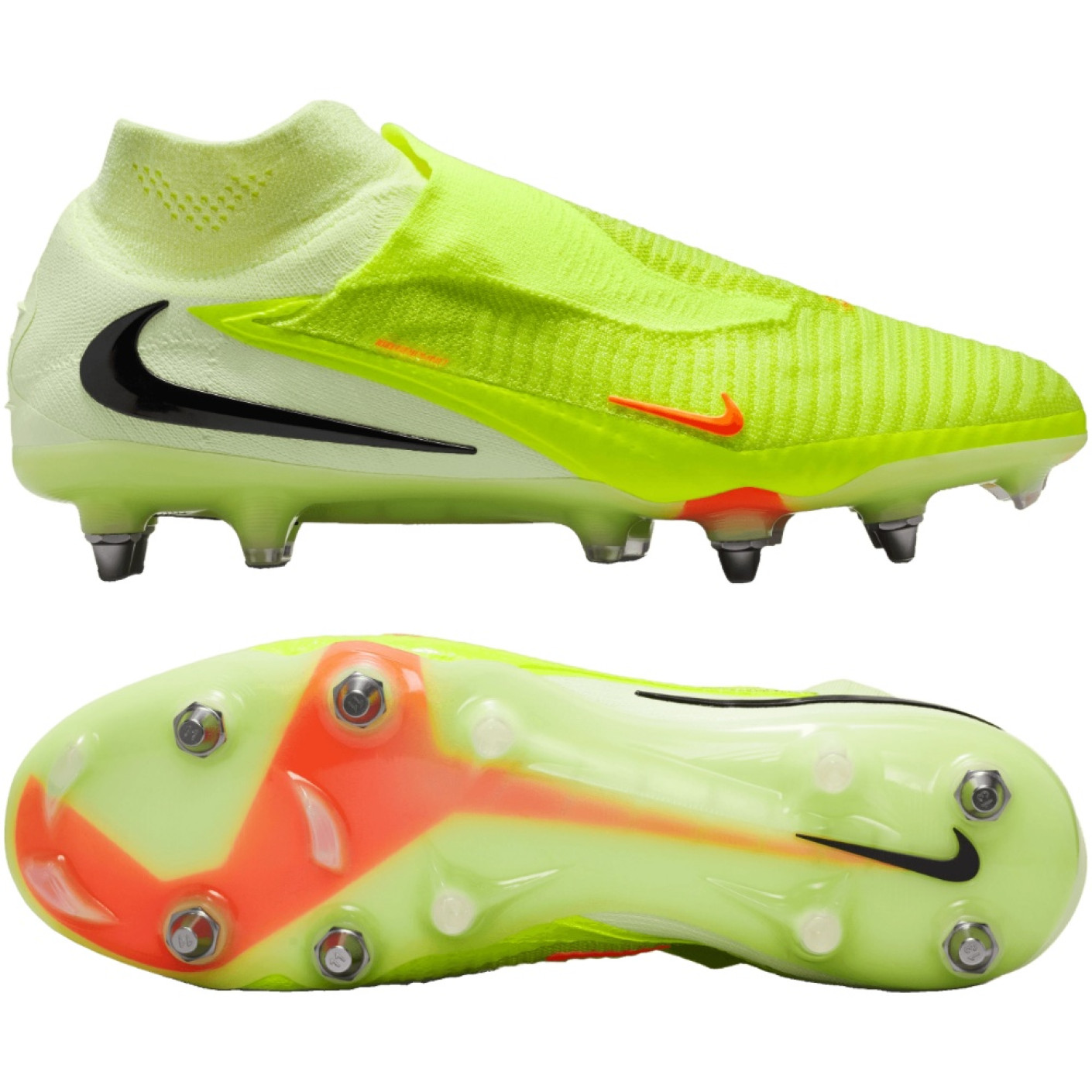 Nike Phantom 6 Elite High IJzeren-Nop Voetbalschoenen (SG) Pro Player Geel Oranje Zwart