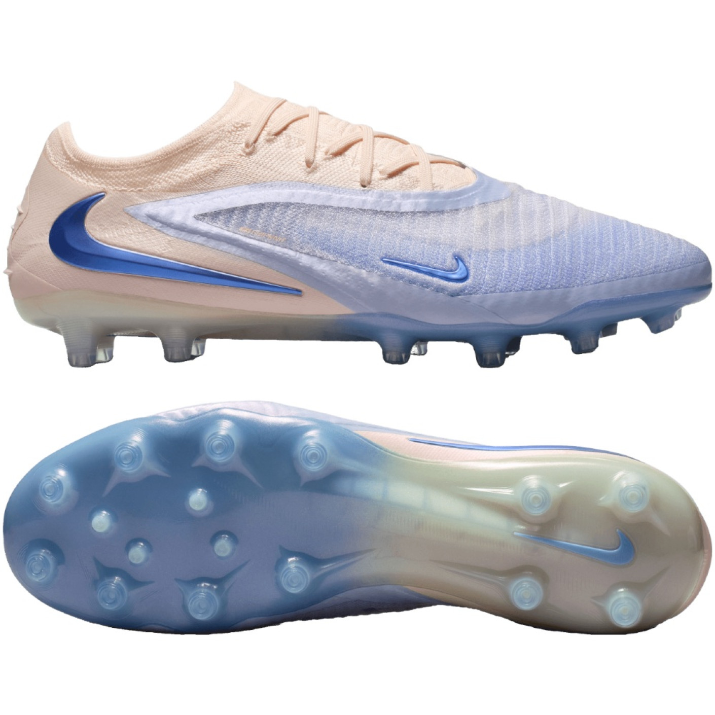 Nike Phantom 6 Low Elite LV8 Kunstgras Voetbalschoenen (AG) Gebroken Wit Lichtblauw Blauw