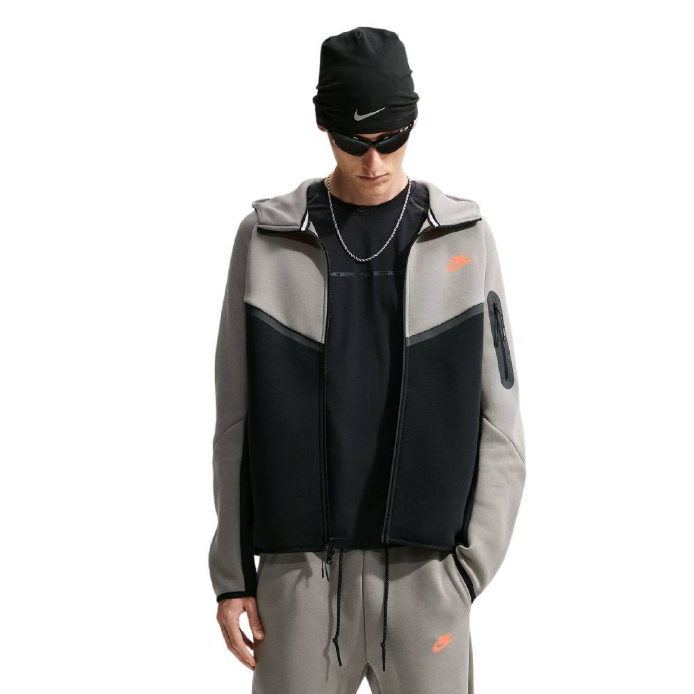 Nike Tech Fleece Vest Dark Grey Black Orange