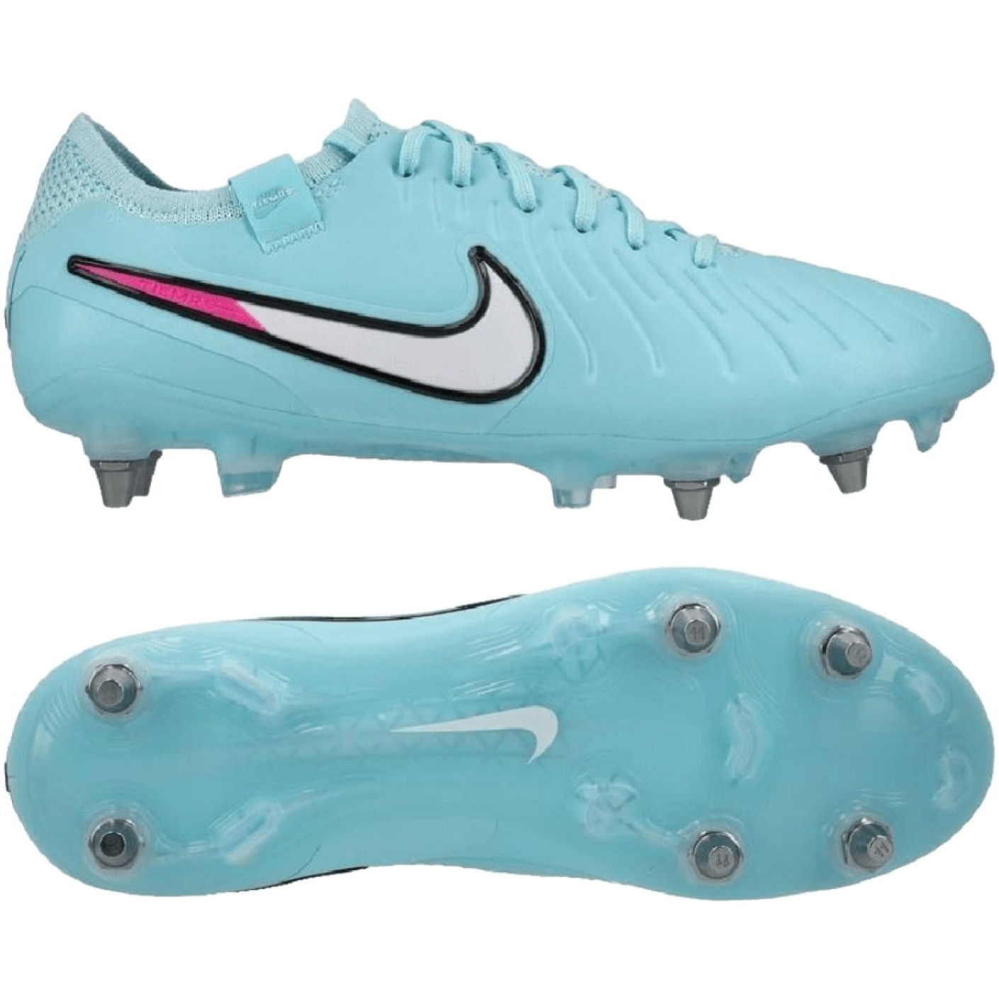 Nike Tiempo Legend Elite 10 IJzeren-Nop Voetbalschoenen (SG) Pro Player Lichtblauw Wit Felroze