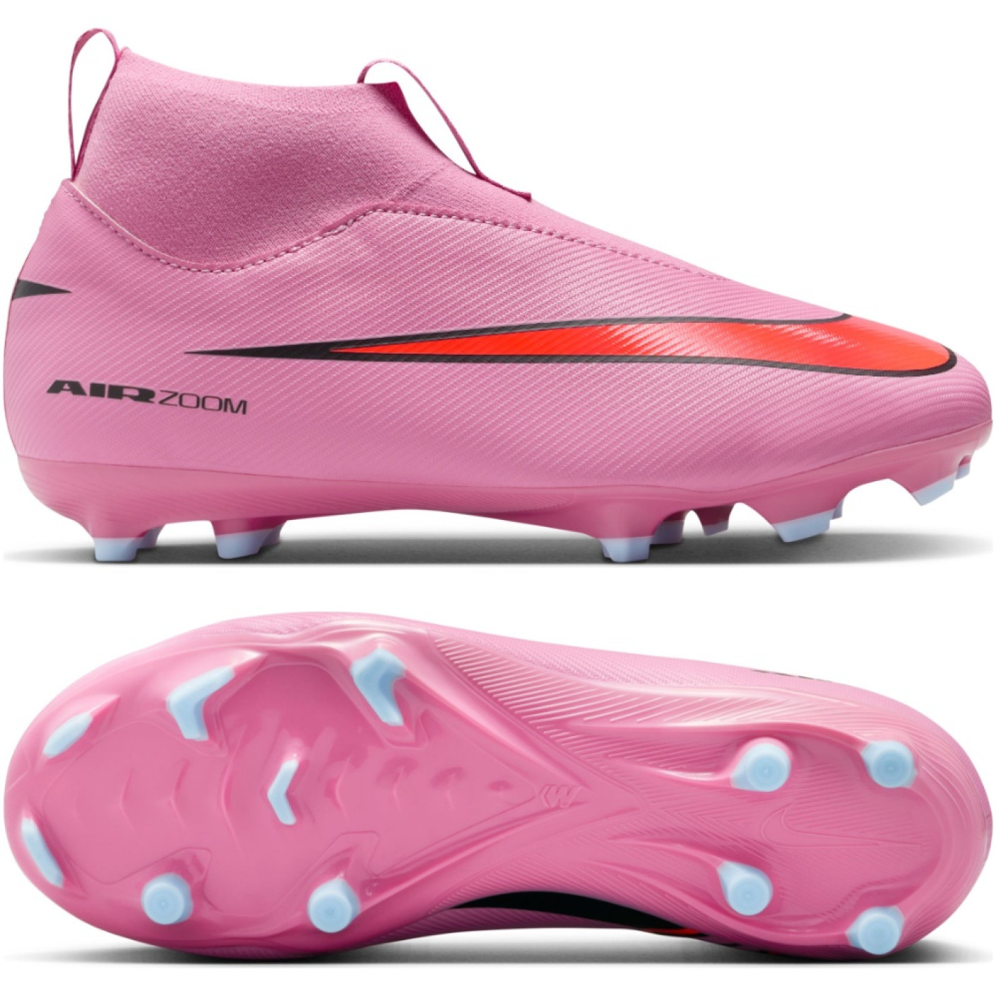 Nike Zoom Mercurial Superfly Academy 10 Grass/Artificial Grass Football Boots (MG) Kids Pink Bright Red Light Blue