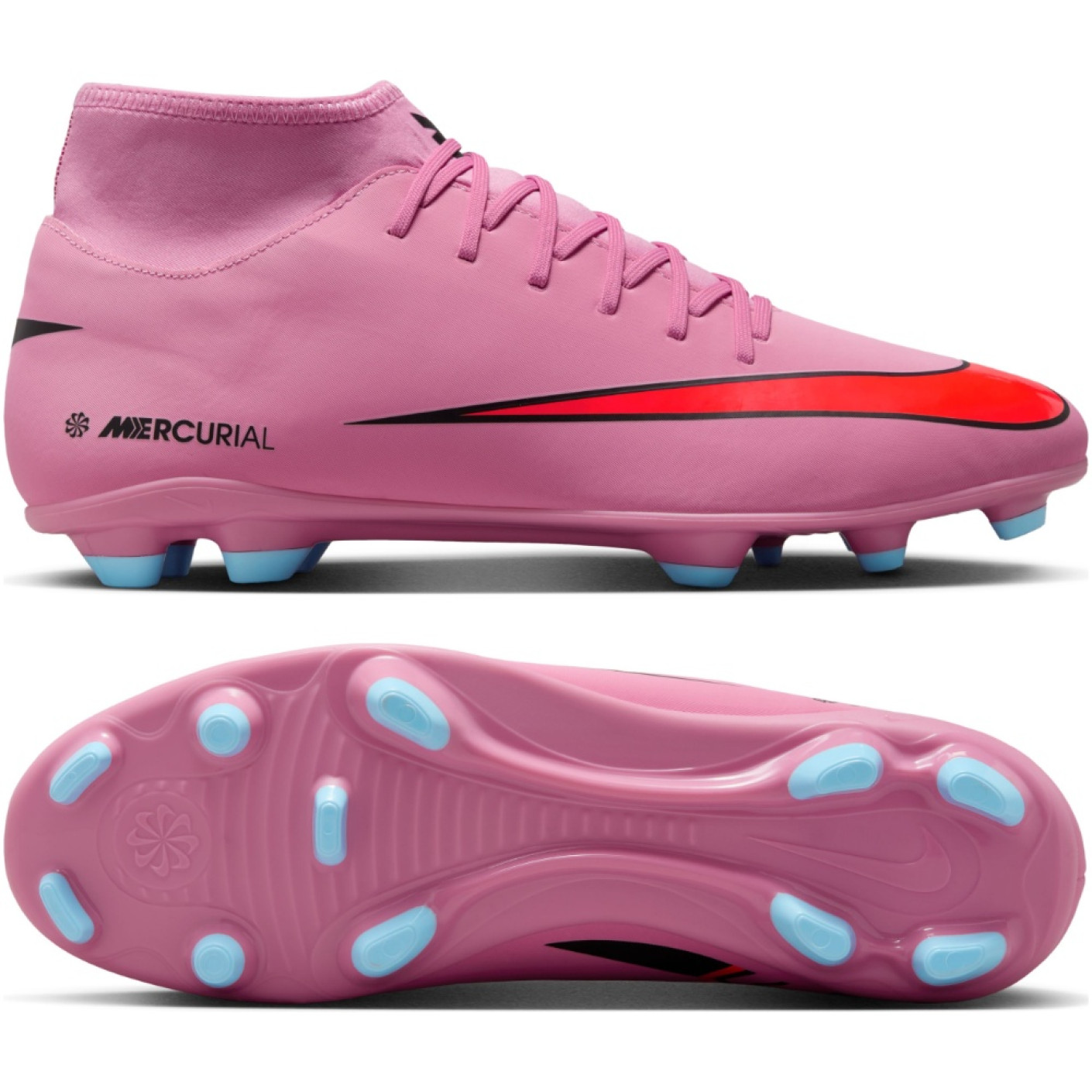 Nike Mercurial Superfly Club 10 Grass/Artificial Grass Football Boots (MG) Pink Bright Red Light Blue