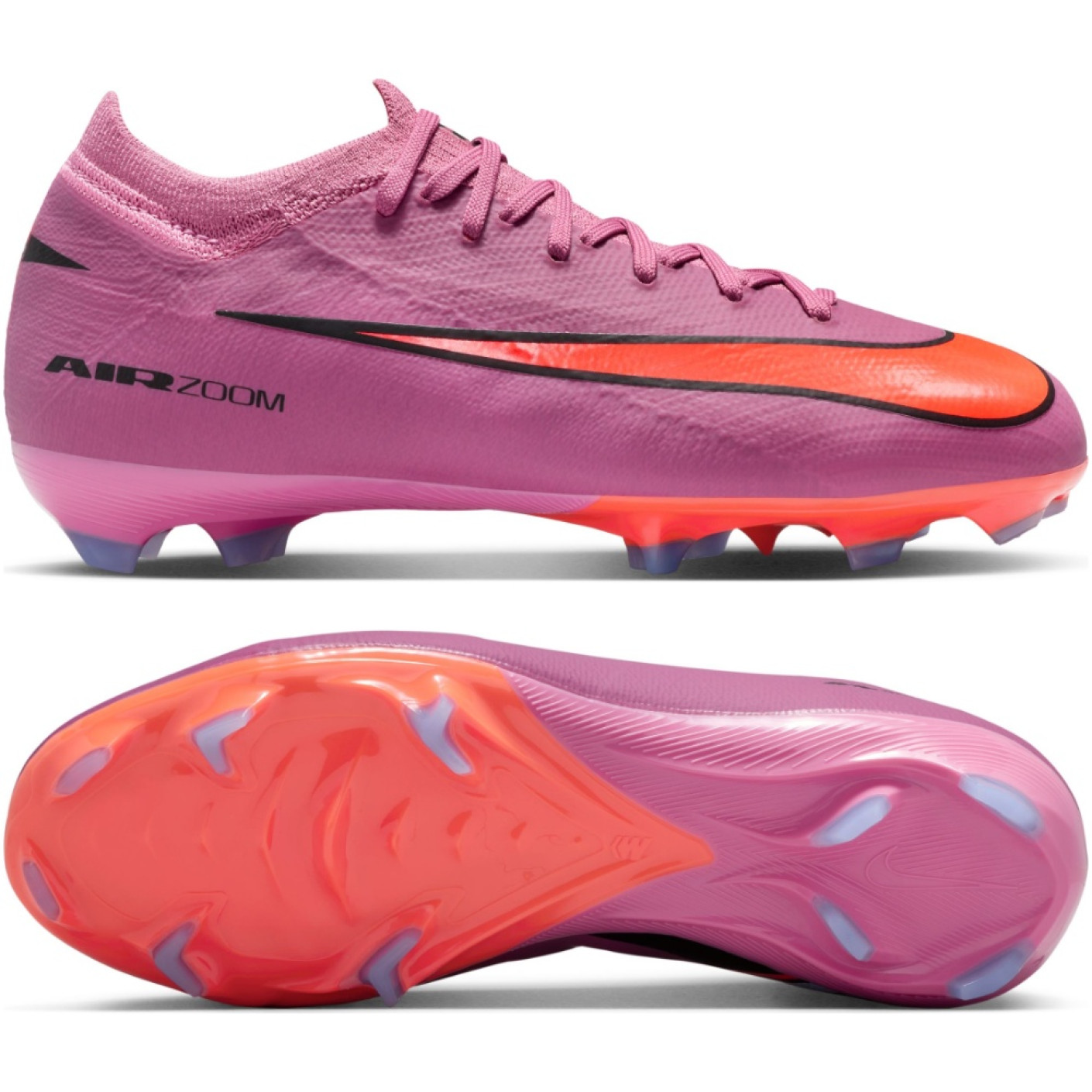 Nike Zoom Mercurial Vapor Pro 16 Gras Voetbalschoenen (FG) Kids Roze Felrood Lichtblauw