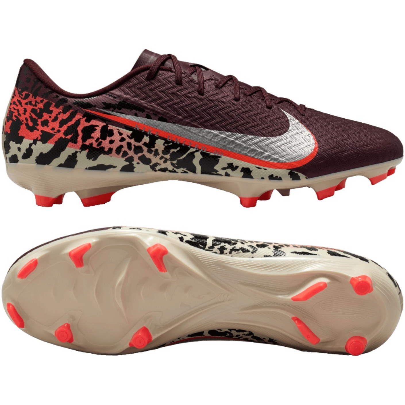 Nike Zoom Mercurial Academy Vapor 16 Gras / Kunstgras Voetbalschoenen (MG) Bordeauxrood Zilver Oranje