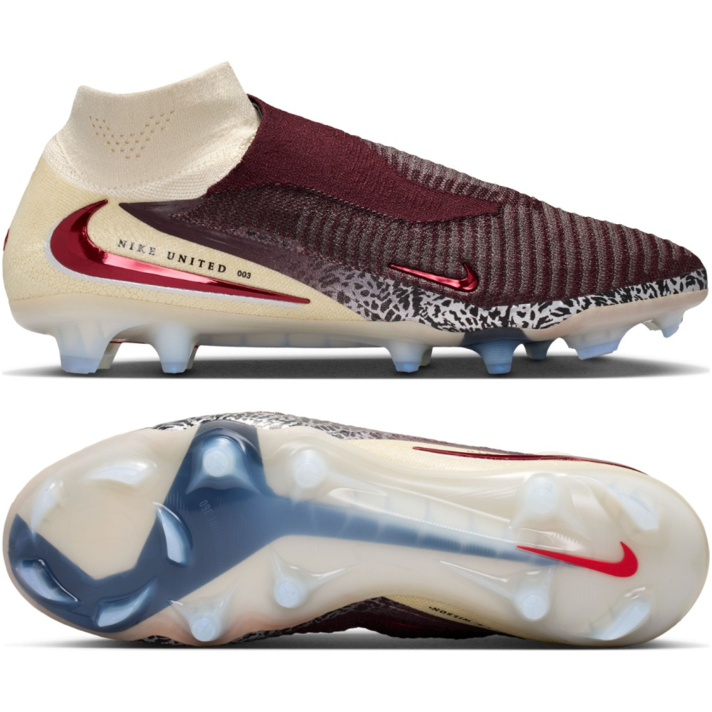 Nike Phantom 6 Elite High Gras Football Boots (FG) Off White Burgundy Red