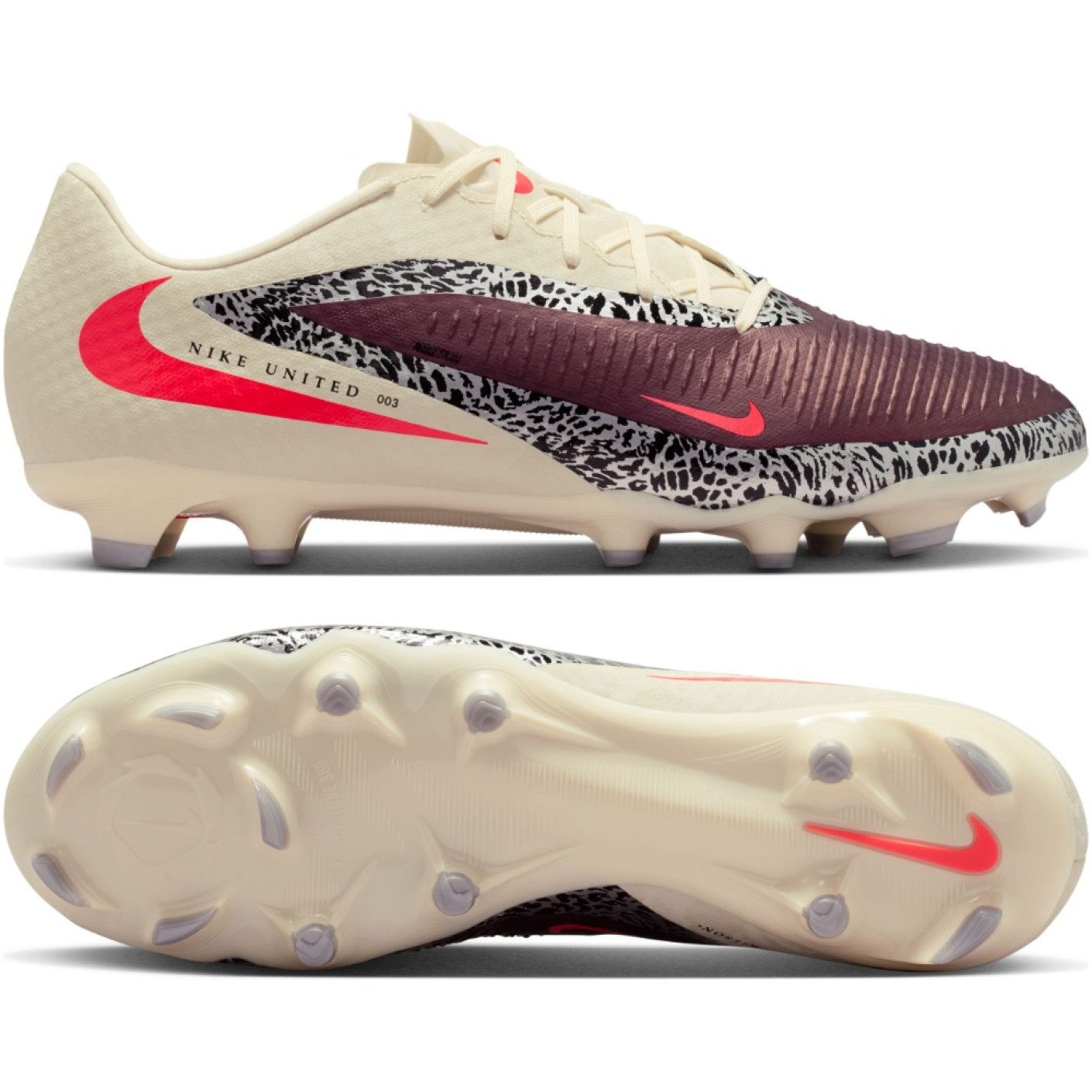 Nike Phantom 6 Academy Low Gras / Kunstgras Voetbalschoenen (MG) Gebroken Wit Bordeauxrood Rood