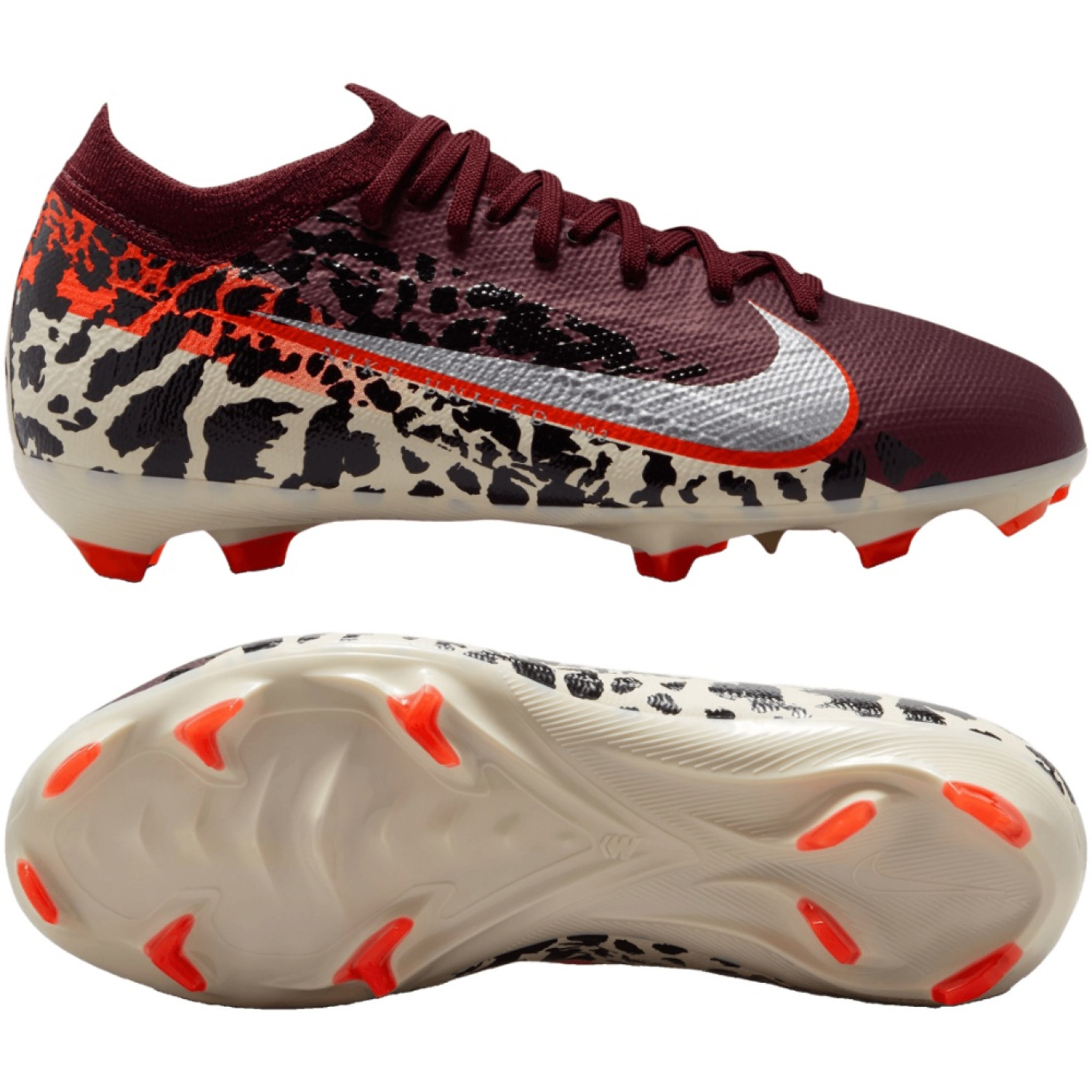 Nike Zoom Mercurial Pro Vapor 16 Grass Football Boots (FG) Kids Burgundy Silver Orange