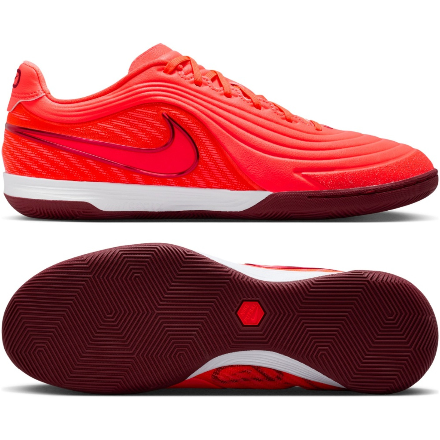Nike Tiempo Reactgato (IN) Indoor Football Boots Bright Red Orange Burgundy