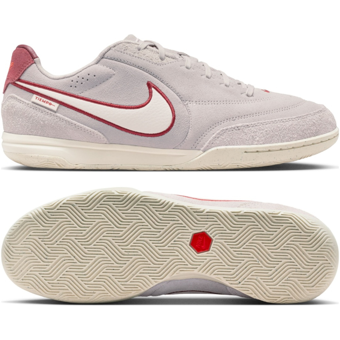 Nike Tiempo Straatvoetbalschoenen Streetgato Premium Grijs Wit Bordeauxrood