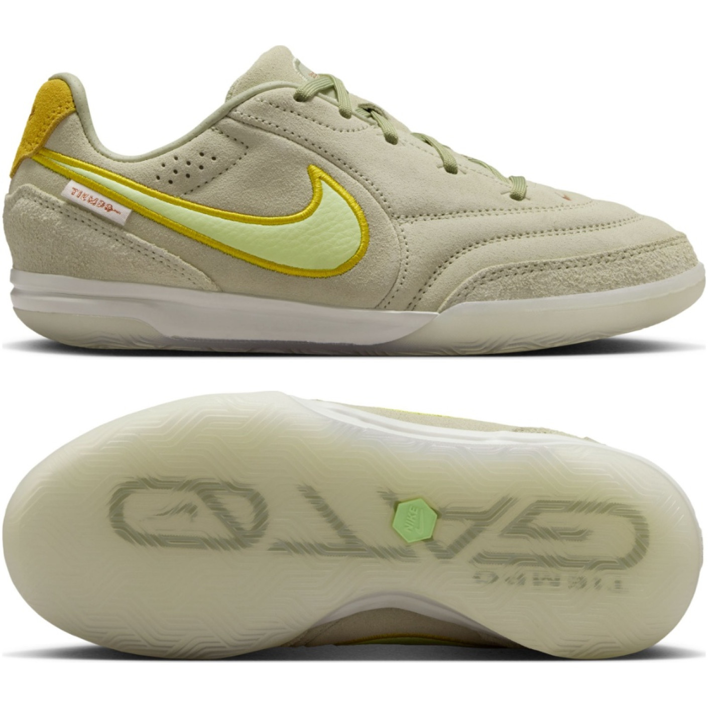 Nike Tiempo Straatvoetbalschoenen Streetgato Kids Olijfgroen Lichtgroen Geel