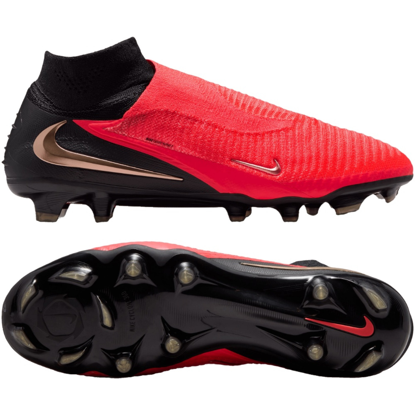 Nike Phantom 6 High Elite (FG) Gras Football Boots Black Bright Red Gold