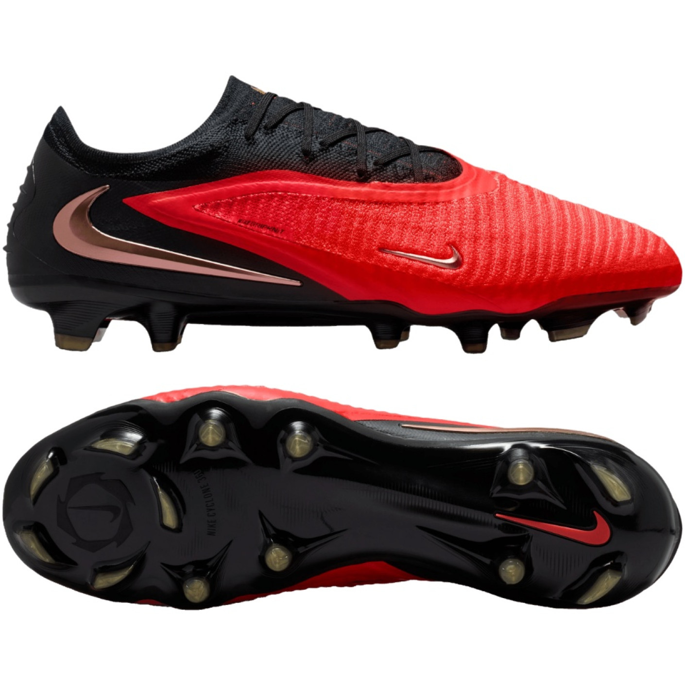 Nike Phantom 6 Low Elite (FG) Gras Football Boots Black Bright Red Gold