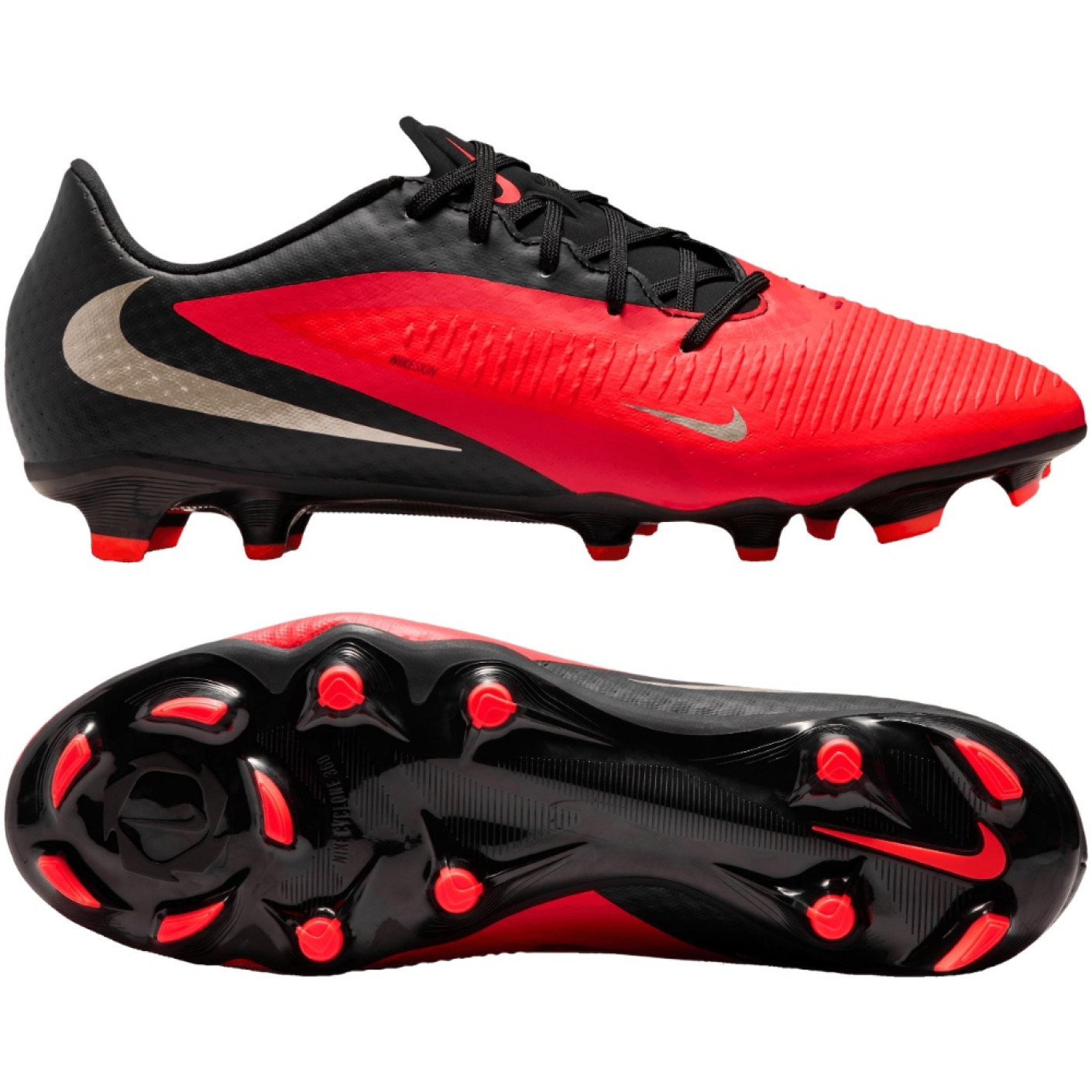 Nike Phantom 6 Low Academy (MG) Grass/Artificial Grass Football Boots Black Bright Red Gold