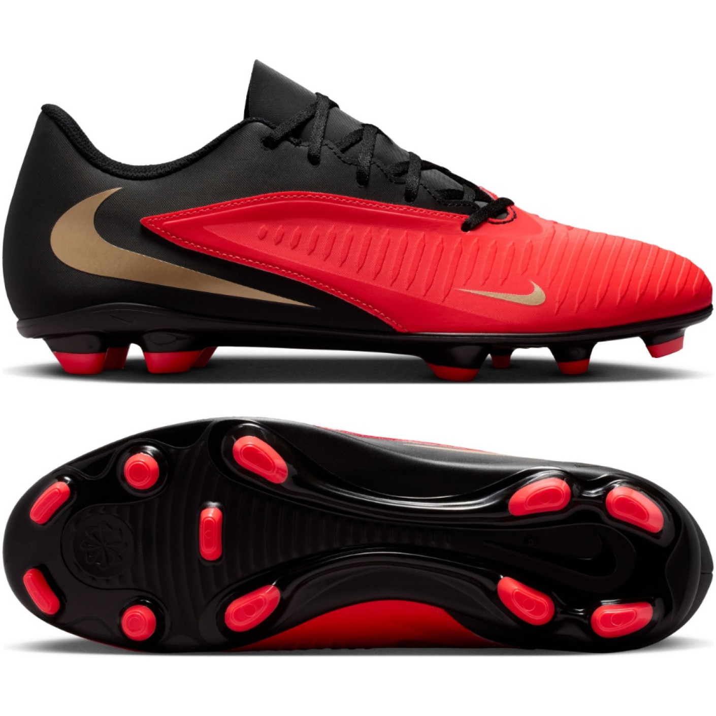 Nike Phantom 6 Low Club (MG) Grass/Artificial Grass Football Boots Black Bright Red Gold