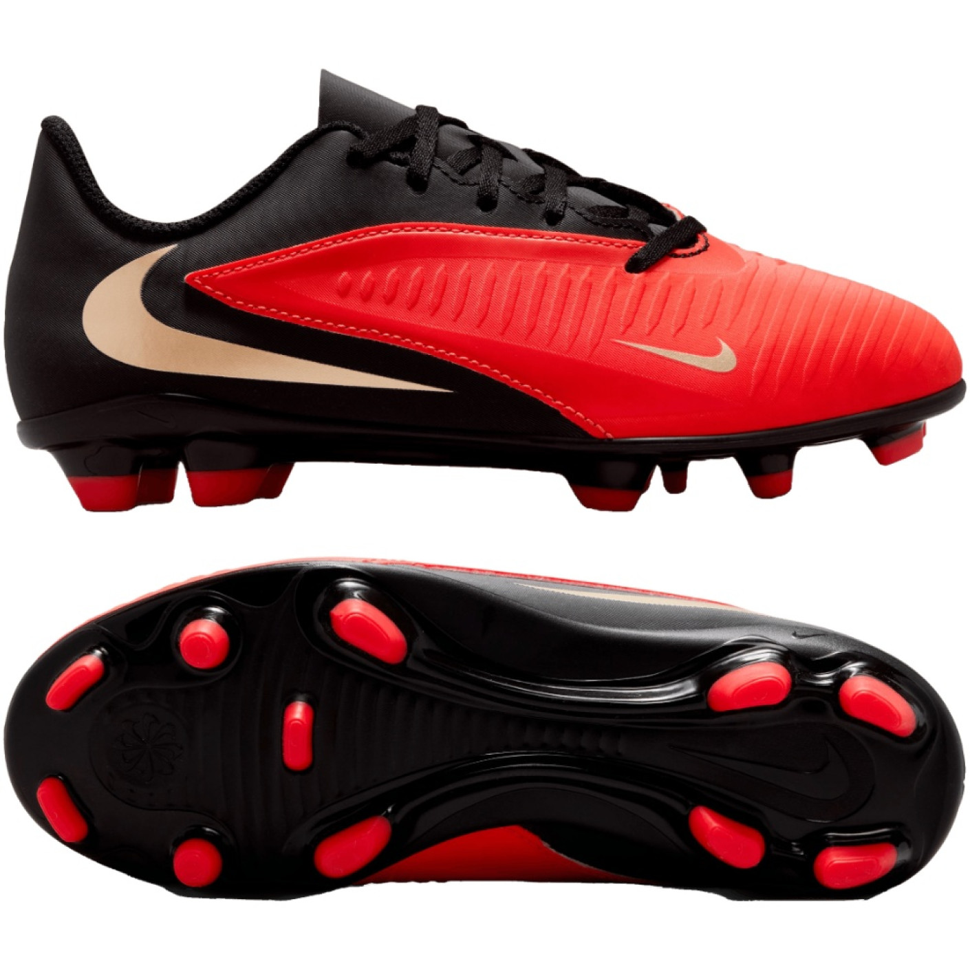 Nike Phantom 6 Low Club (MG) Grass/Artificial Grass Football Boots Kids Black Bright Red Gold
