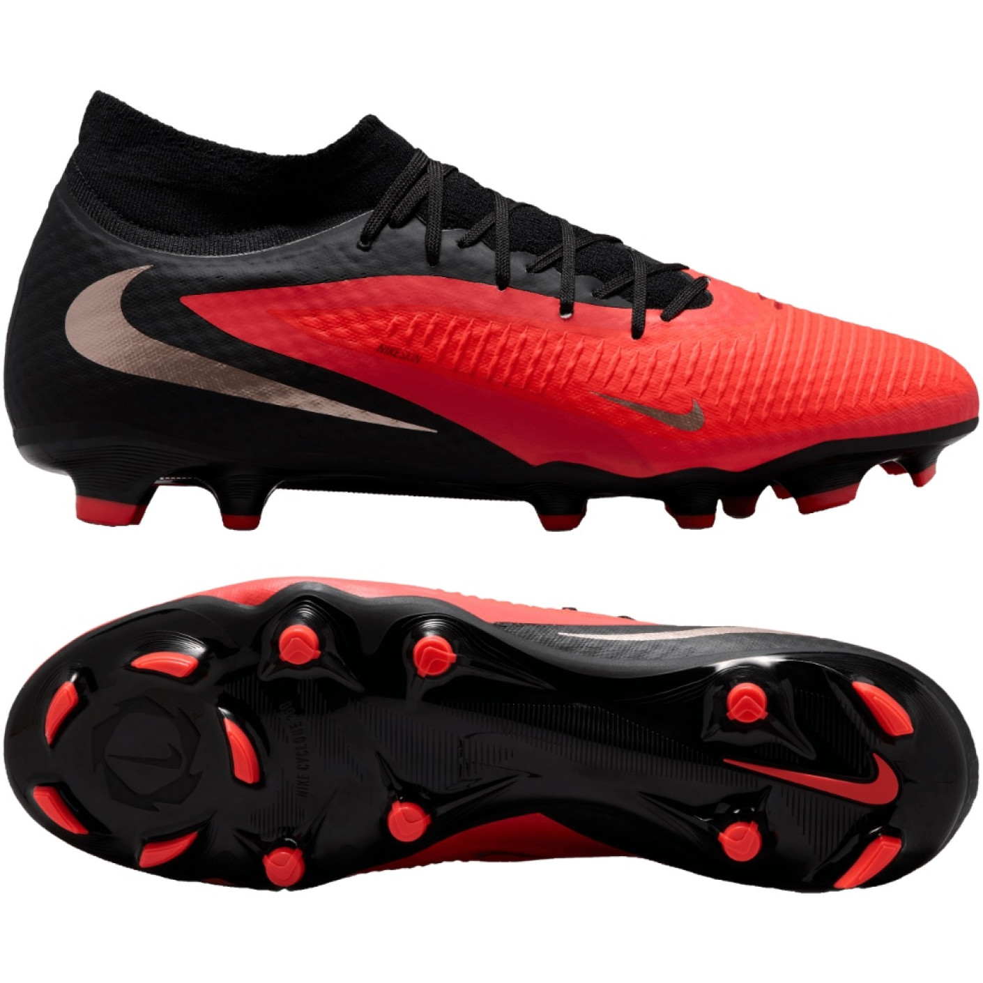 Nike Phantom 6 High Academy (MG) Grass/Artificial Grass Football Boots Black Bright Red Gold