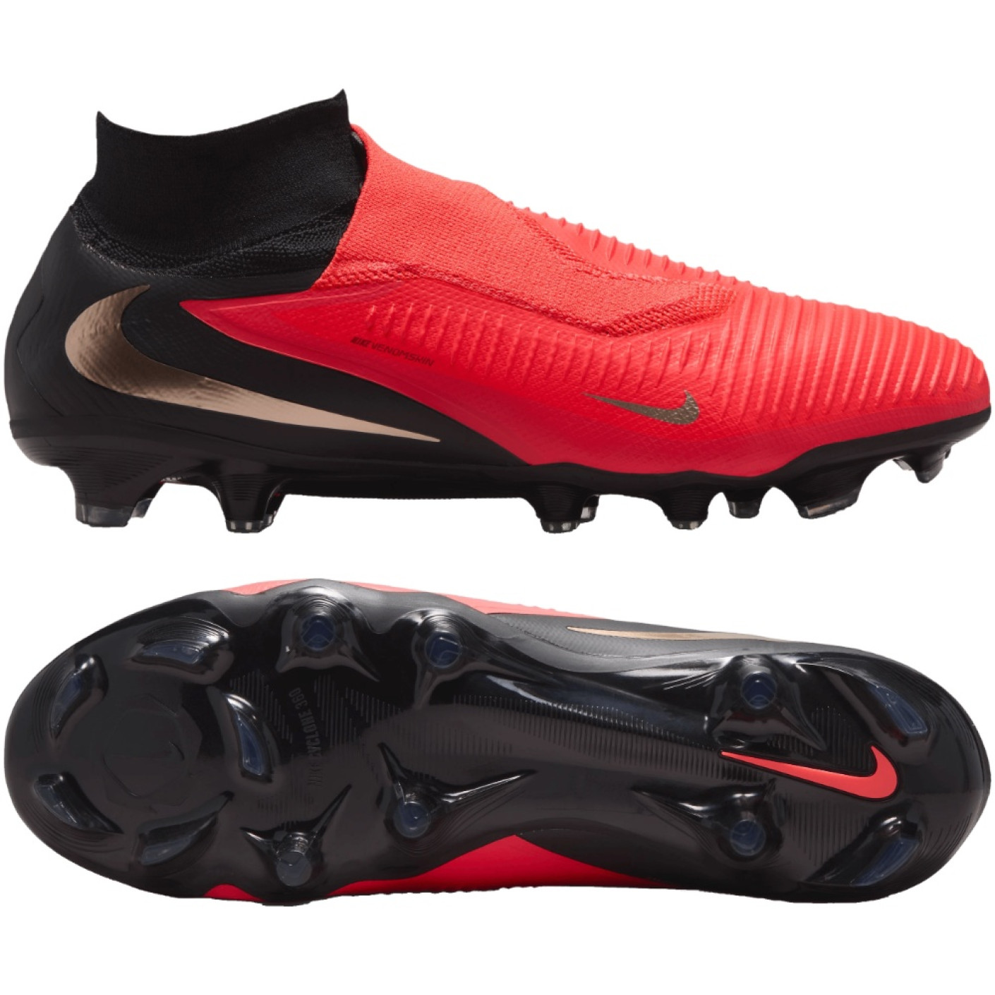 Nike Phantom 6 High Pro (FG) Gras Football Boots Black Bright Red Gold
