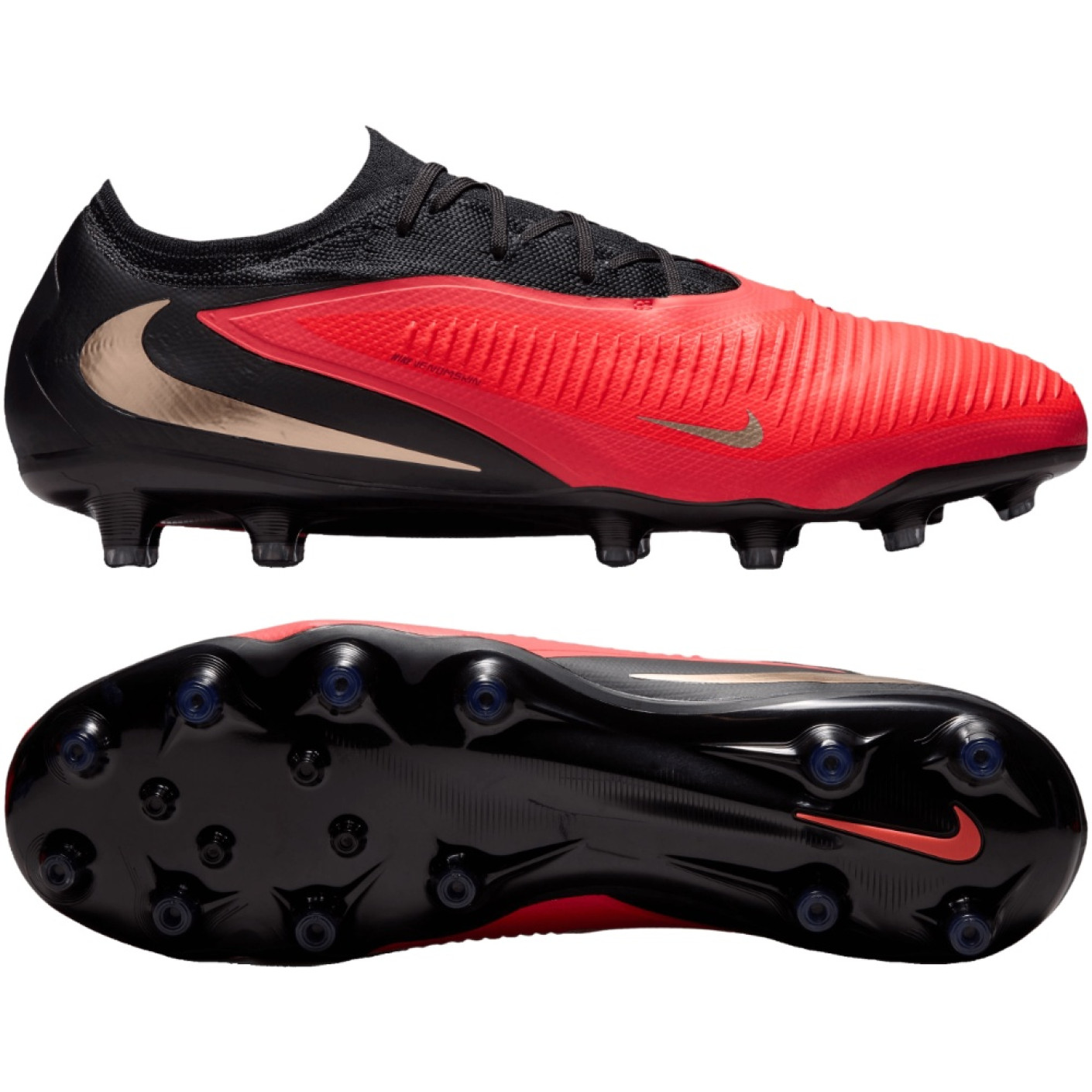 Nike Phantom 6 Low Pro (AG) Artificial Grass Football Boots Black Bright Red Gold