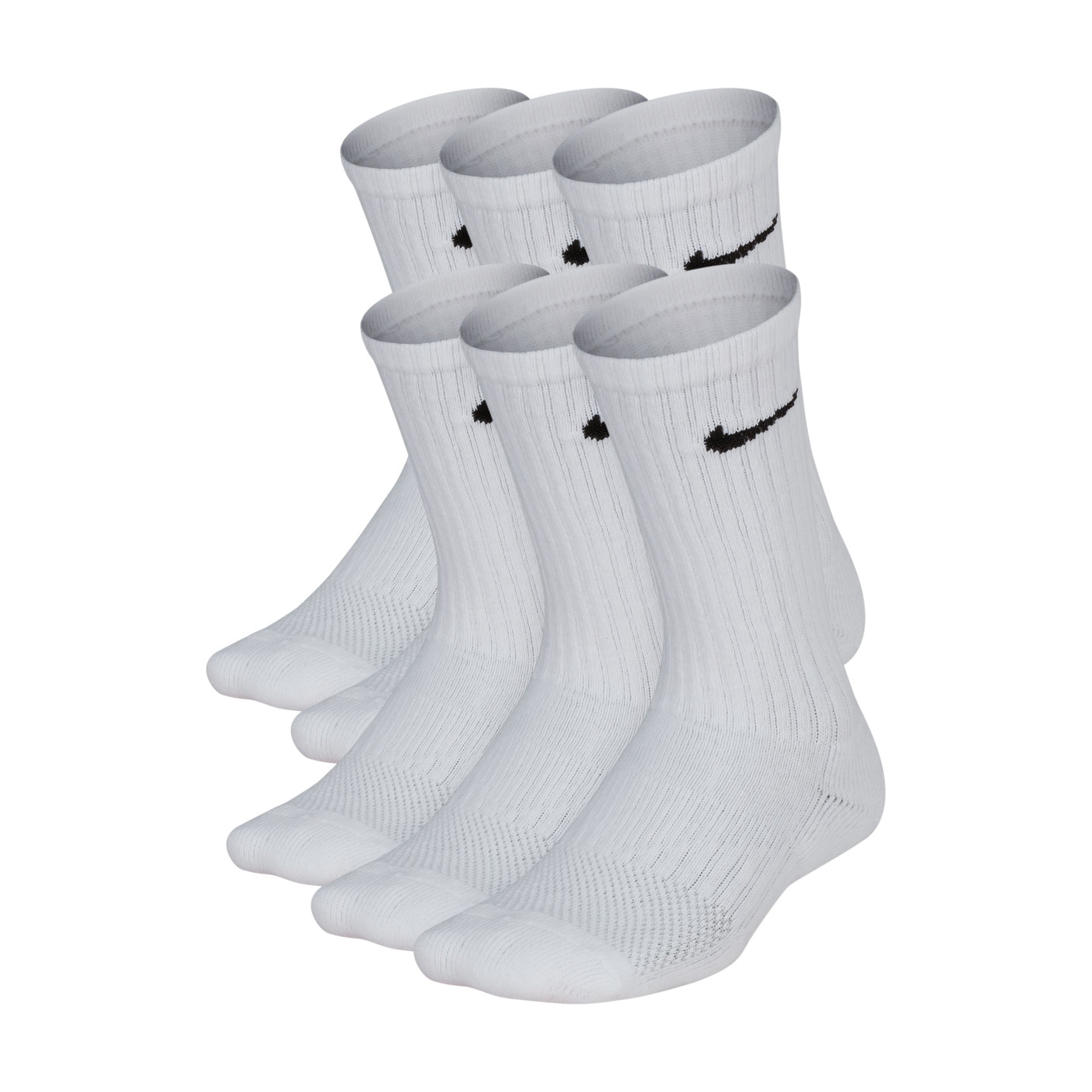 Nike Padded Everyday Crew Socks 6-Pack Kids White Black