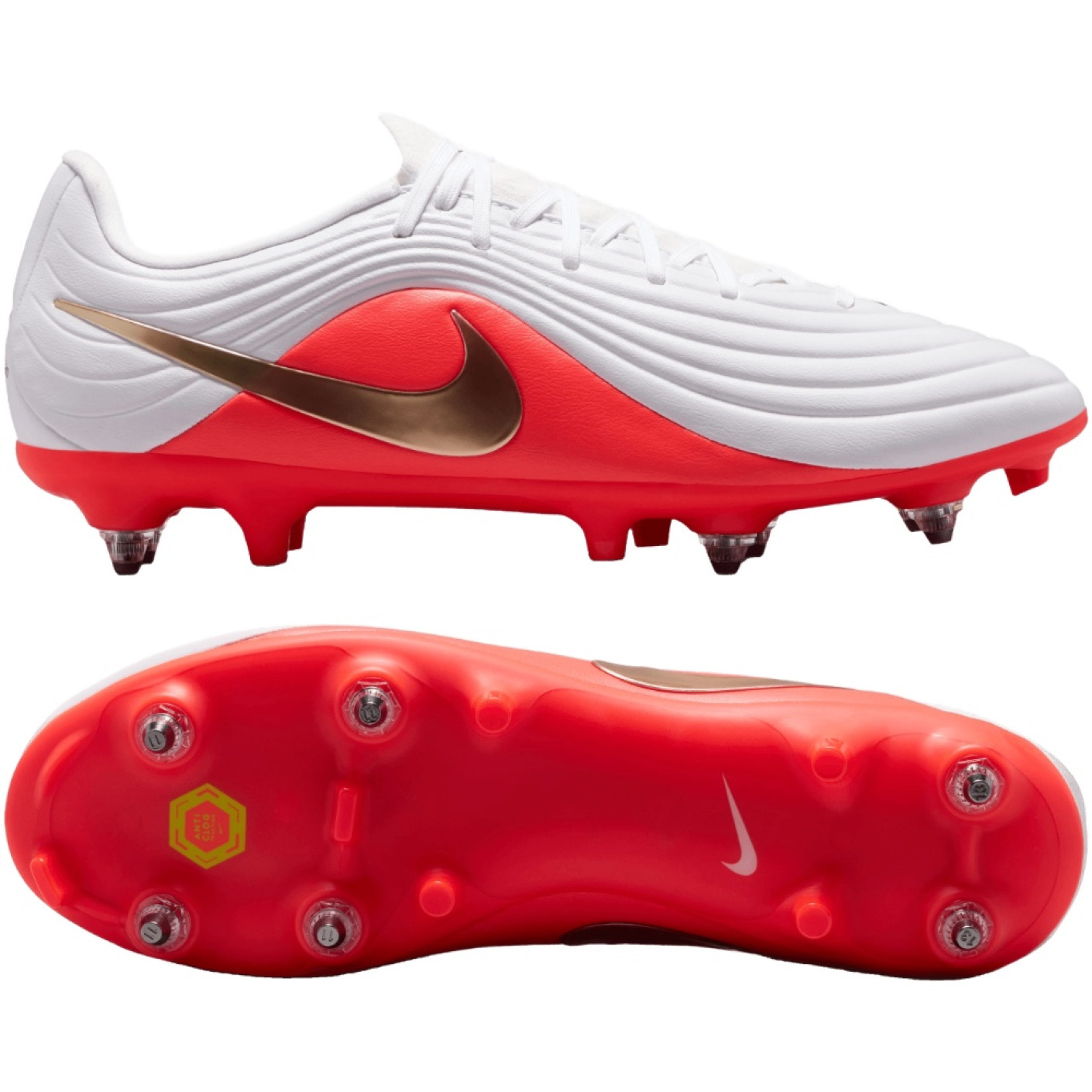 Nike Tiempo Maestro Academy (SG) Iron Stud Anti-Clog Football Boots White Bright Red Gold