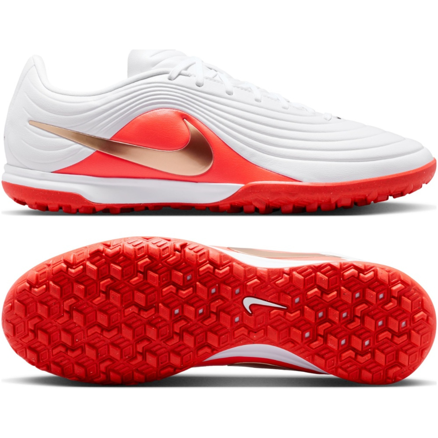 Nike Tiempo Maestro Academy (TF) Turf Voetbalschoenen Wit Felrood Goud