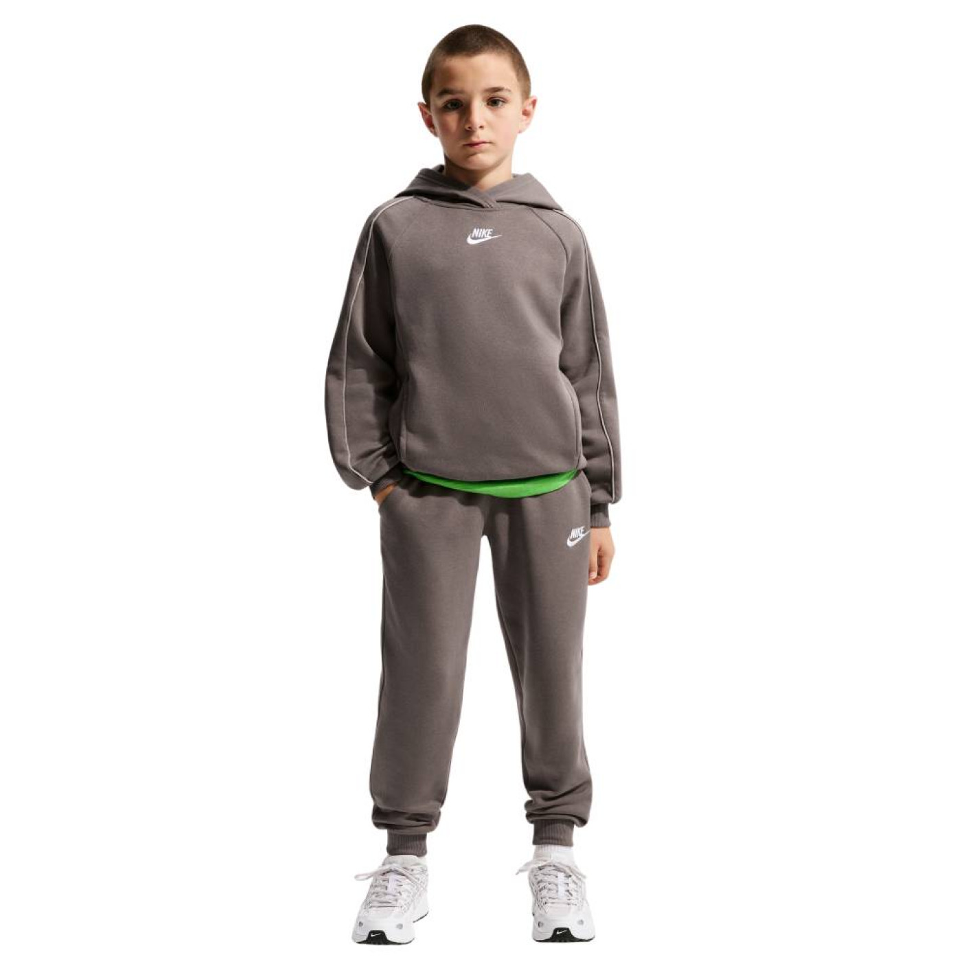 Nike Sportswear Club Fleece Hooded Trainingspak Kids Donkergrijs Lichtgrijs