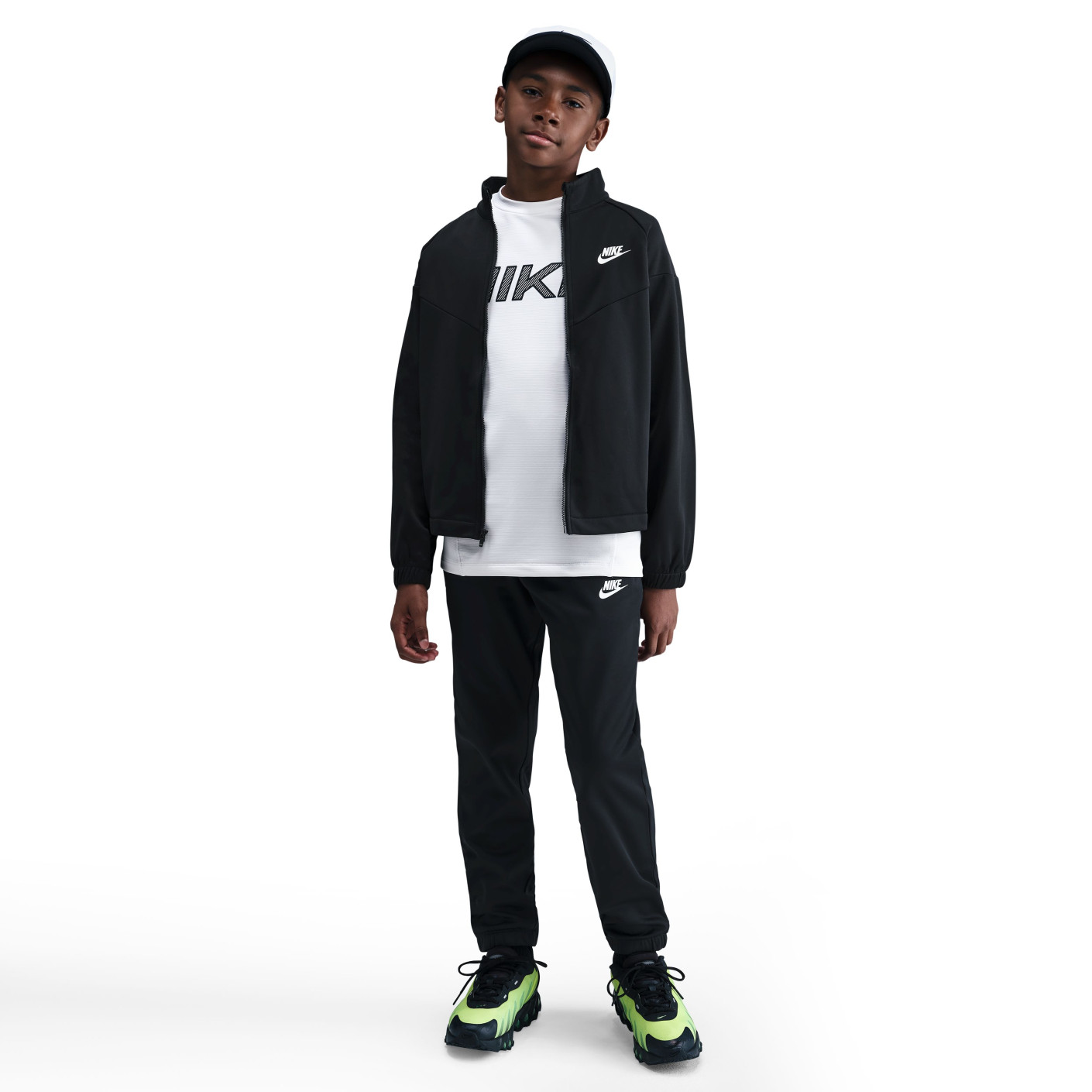 Nike Sportswear Full-Zip Kids Tracksuit Black White