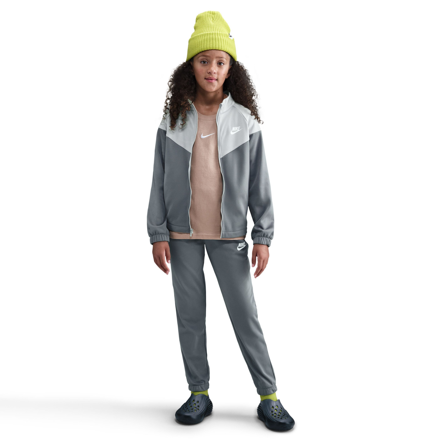 Nike Sportswear Full-Zip Kids Tracksuit Dark Grey Light Grey White